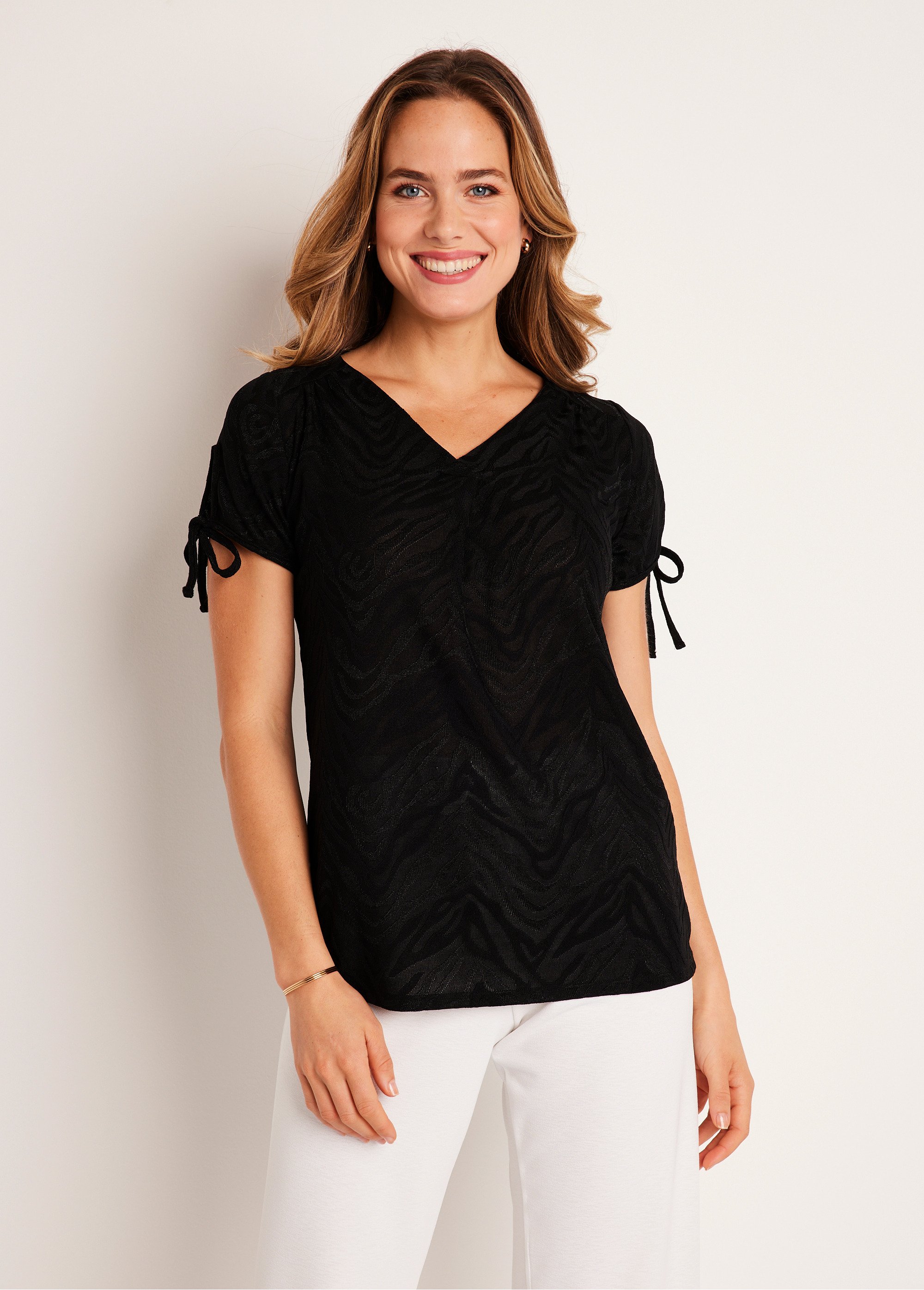 T-shirt long ample col V