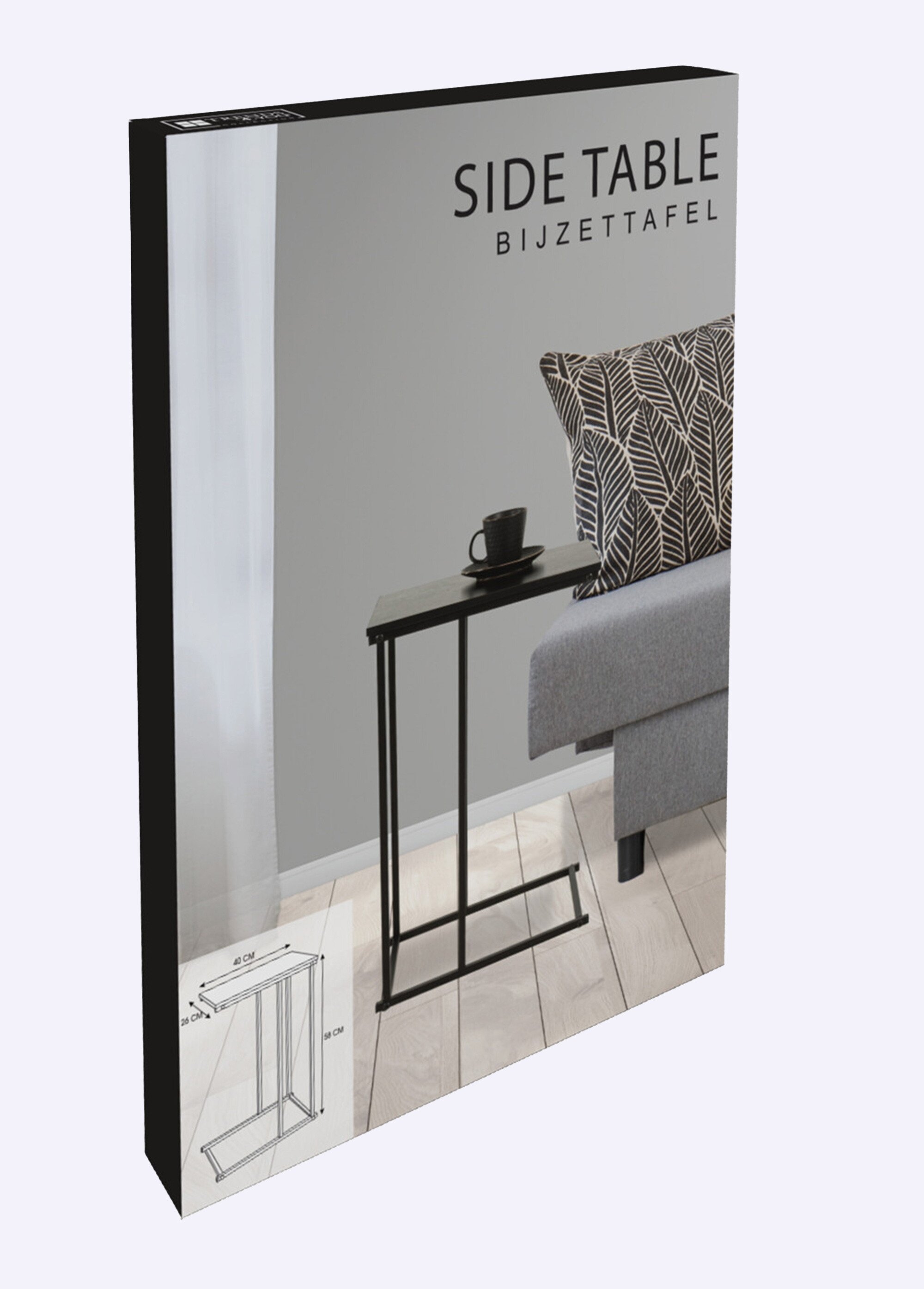 Table d'appoint métal bois, forme épurée