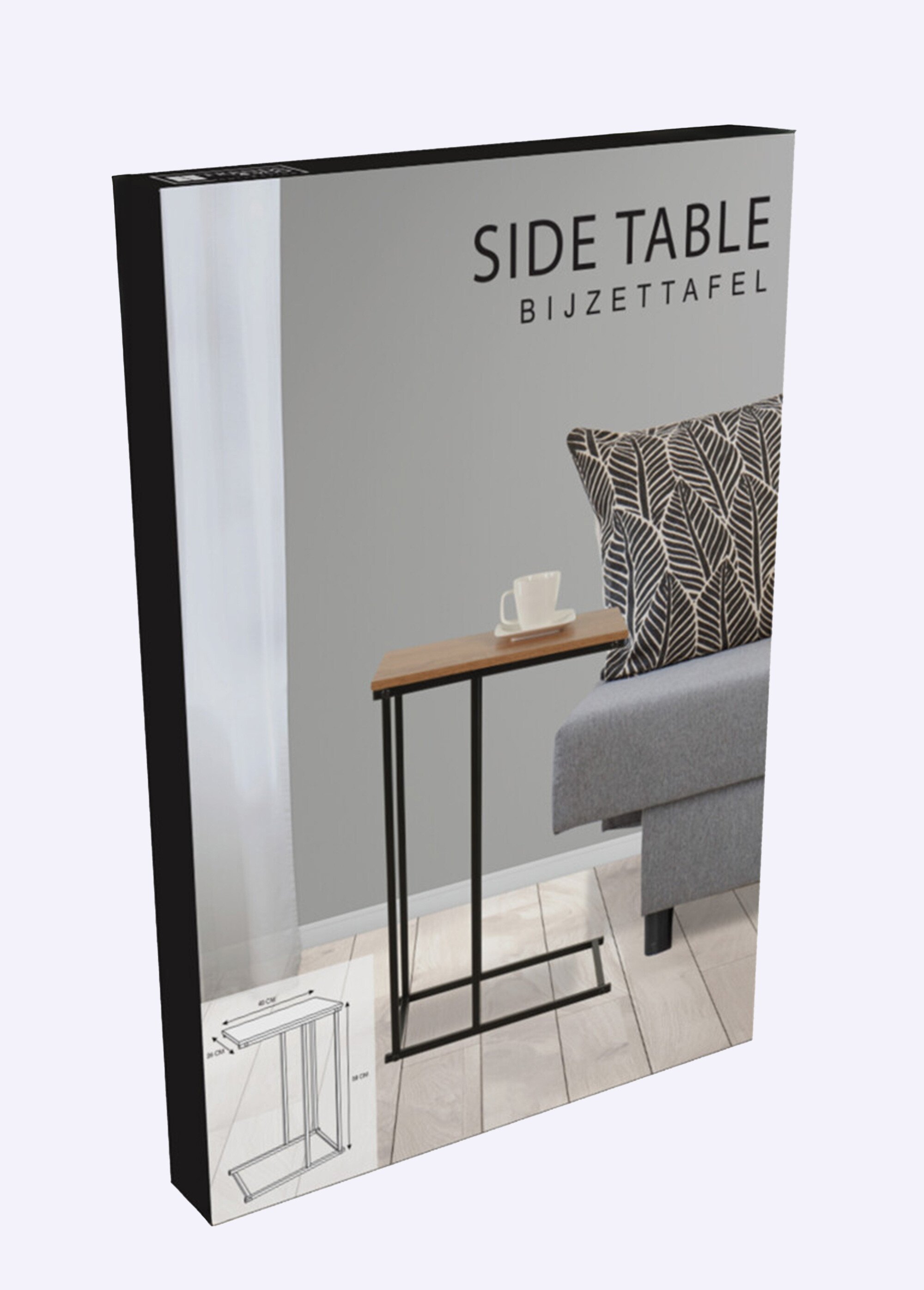 Table d'appoint métal bois, forme épurée