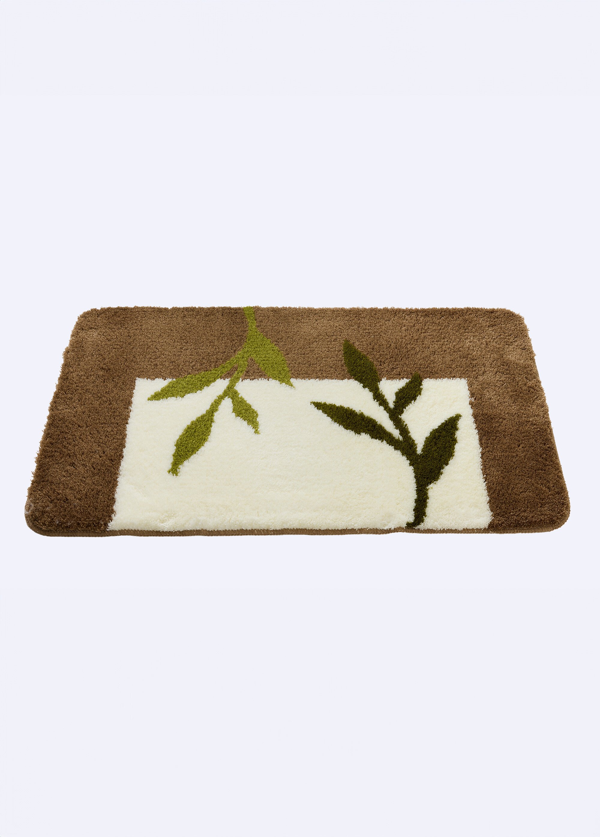 Tapis de bain antidérapant motif végétal Beige RAJOUT DE1