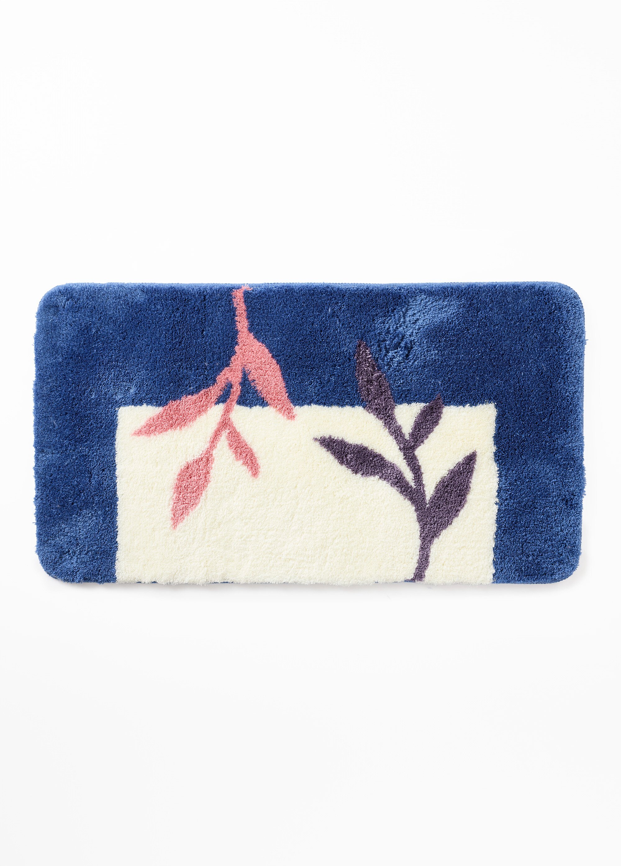 Tapis de bain antidérapant motif végétal Bleu RAJOUT FA1