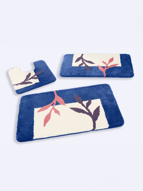 Tapis de bain antidérapant motif végétal Bleu RAJOUT FA1