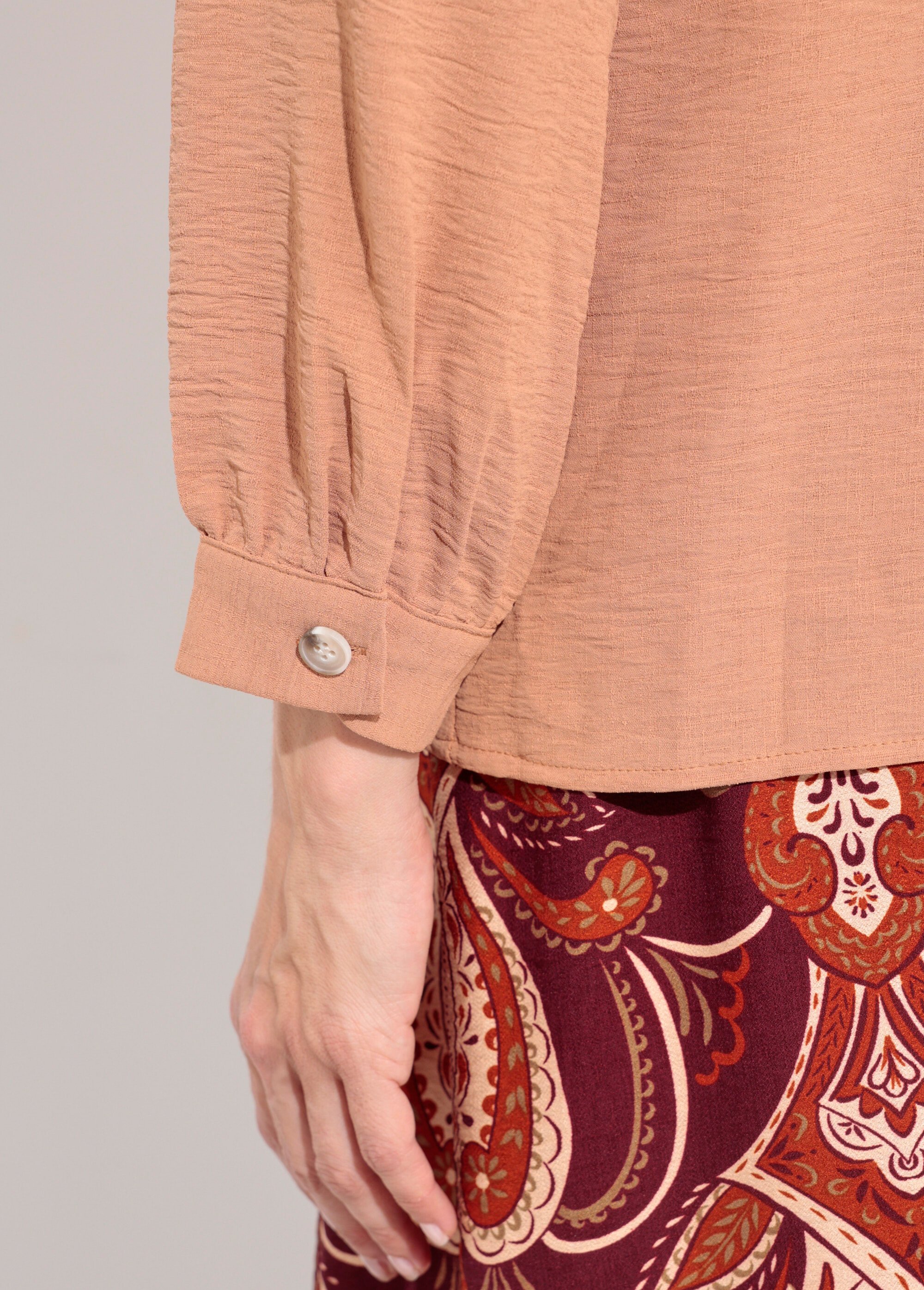 Tunique reliefée boutonnée, col V Femme Beige IA-R5769 DE3