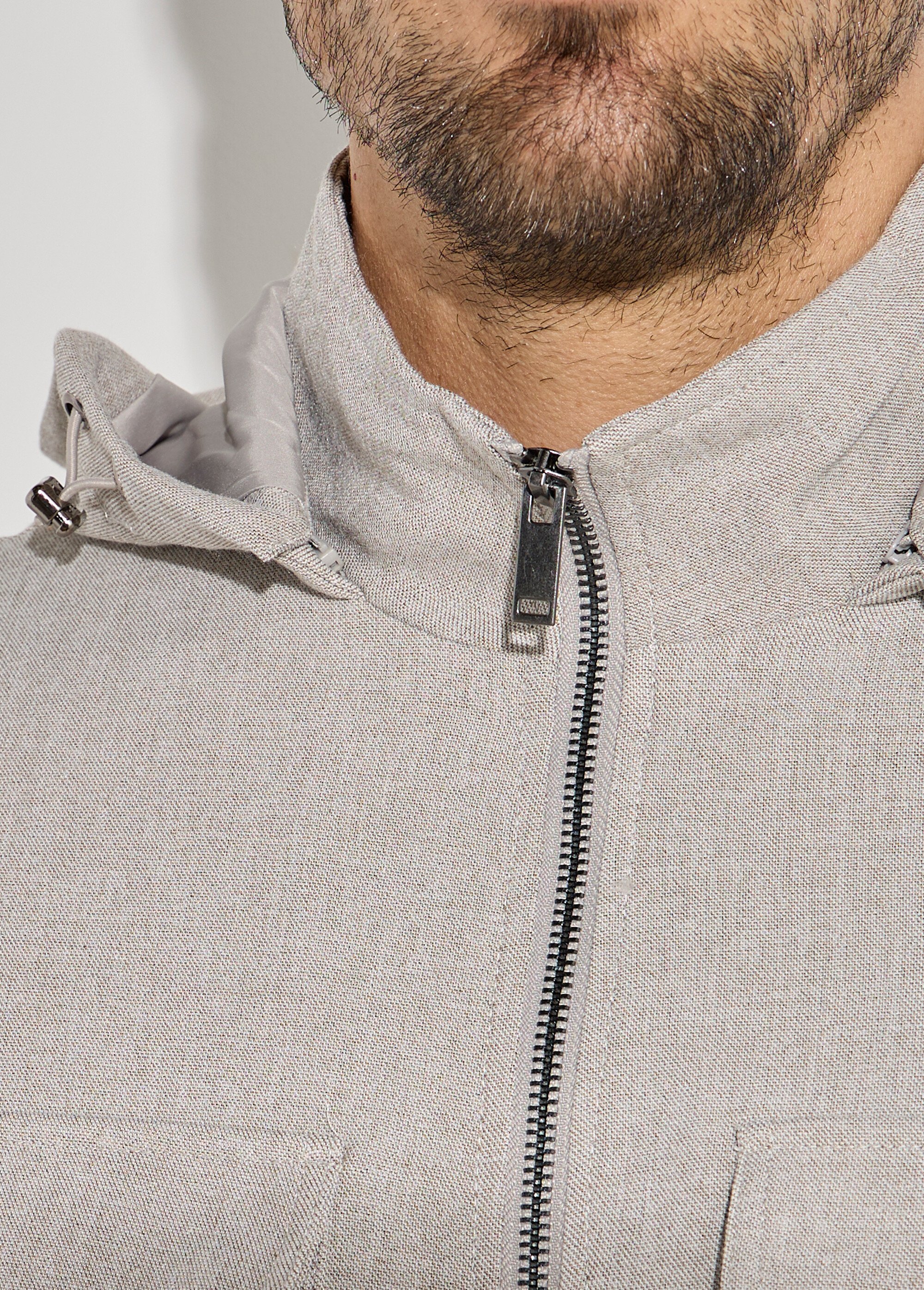 Veste casual avec col montant et capuche Homme Beige FRIJX2655M018 DE2