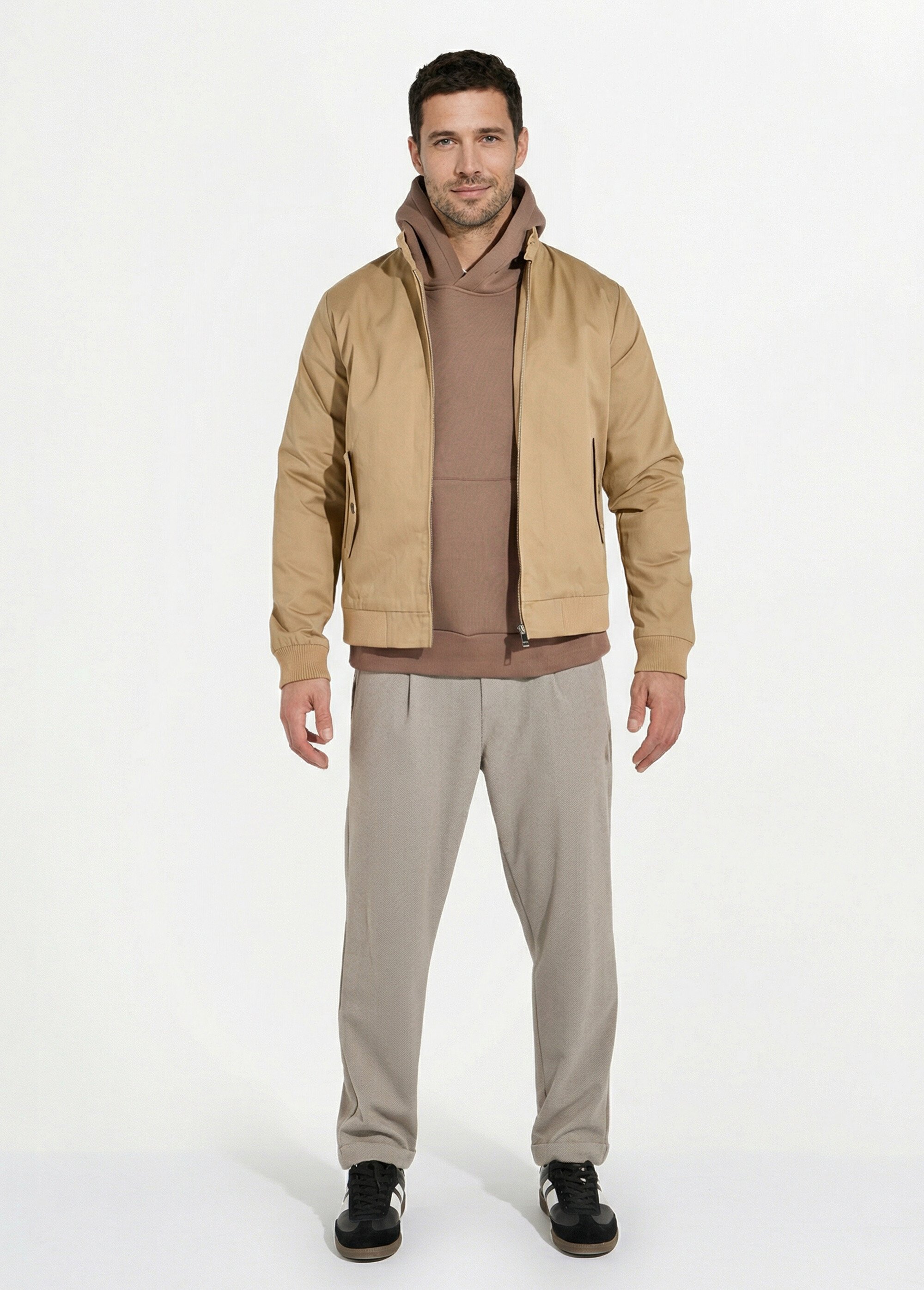 Veste zippée col montant type Harrington Homme Marron FRIQQ5037M63 SF1