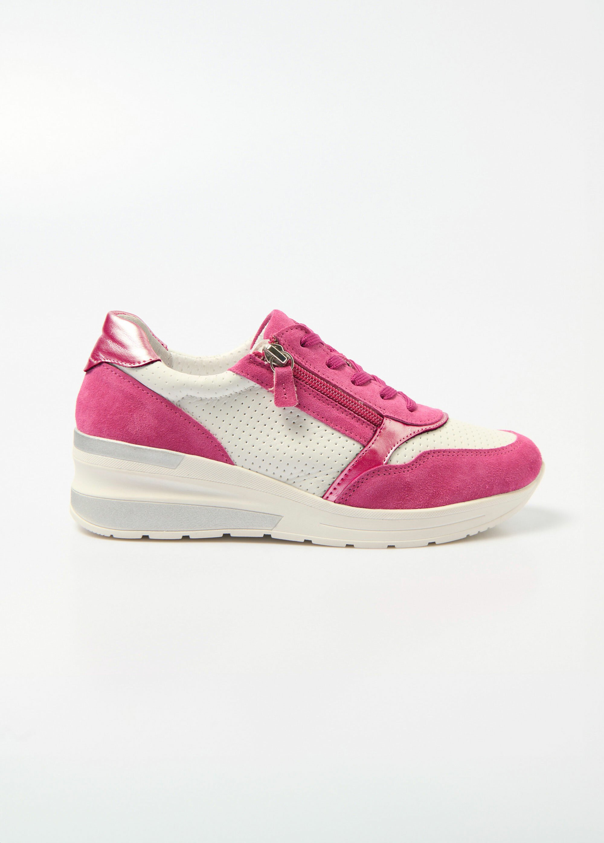 Baskets grande largeur compensées cuir Femme Rose OSIRIS DR1