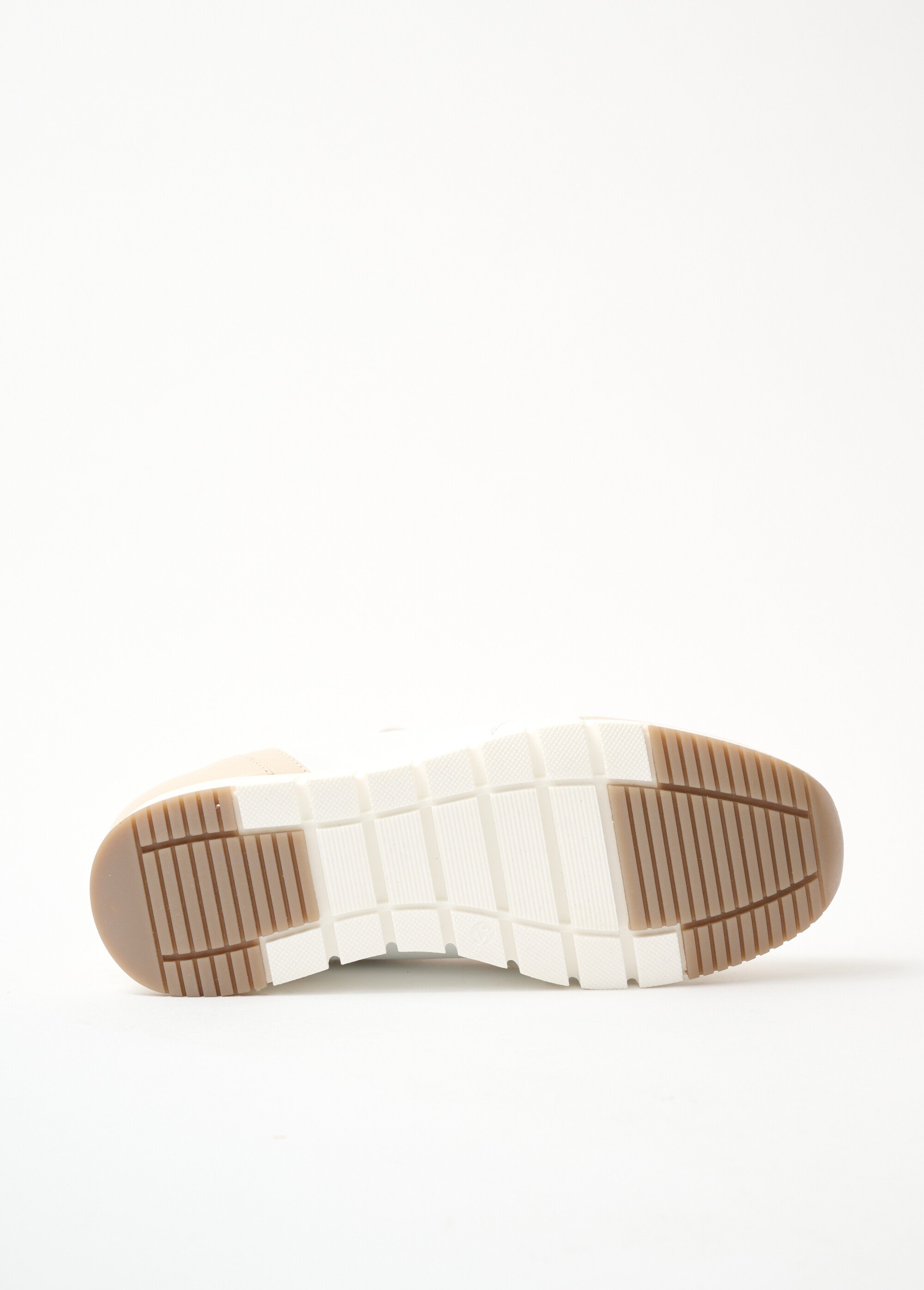 Baskets largeur confort cuir bicolore Femme Beige OPHELIA UN1