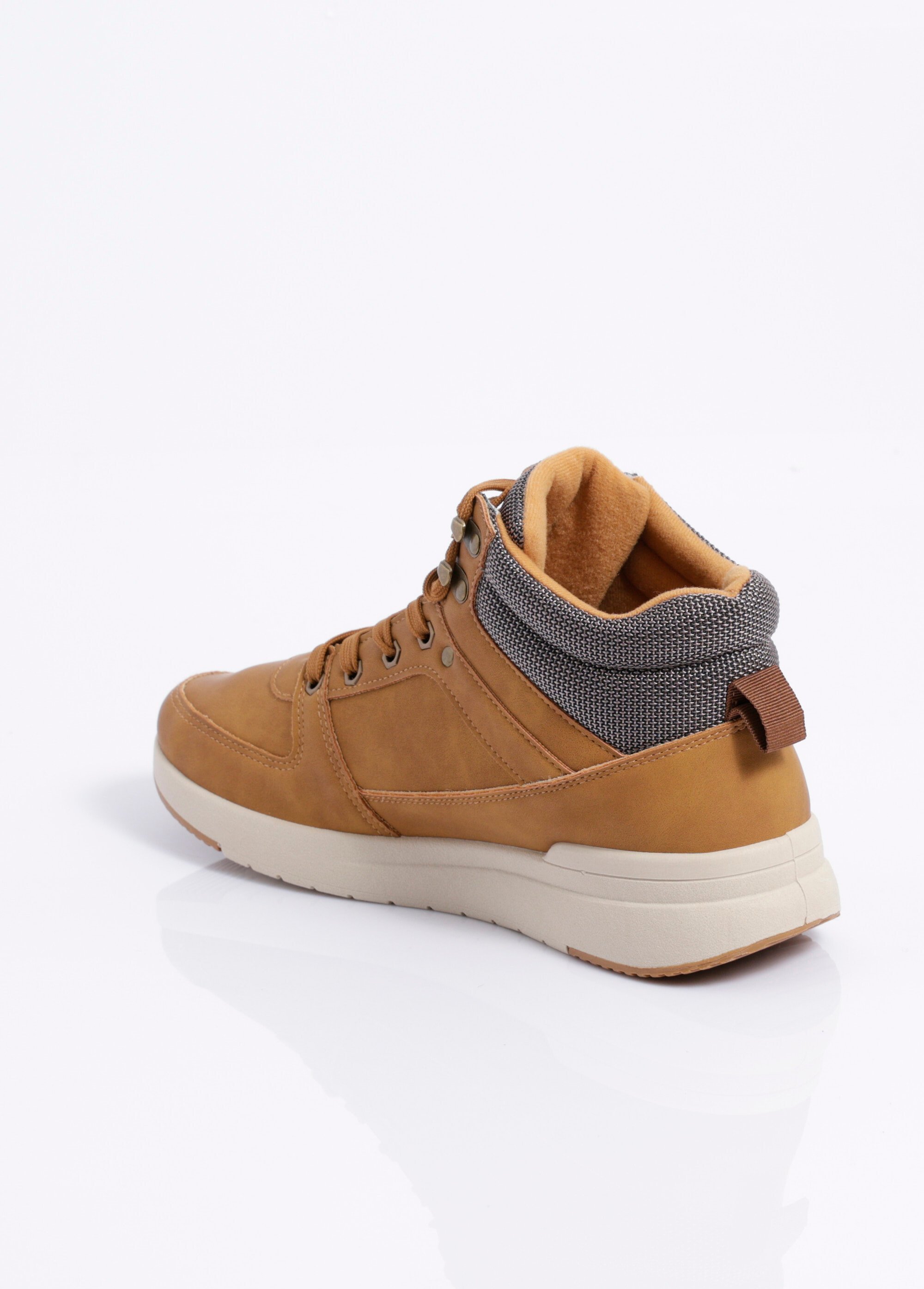 Baskets montantes multimatières à lacets Homme Marron JANJK803 DO1