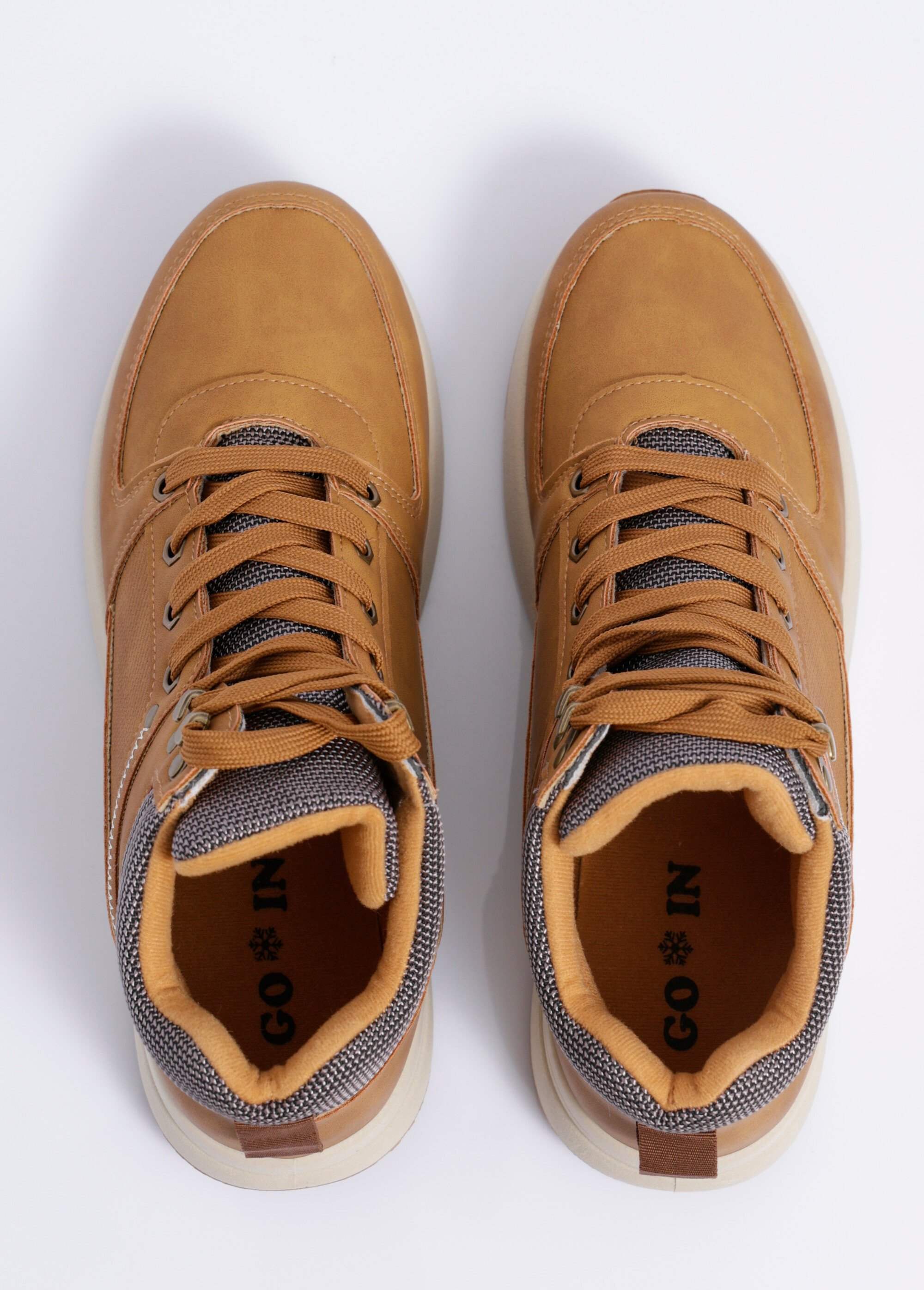 Baskets montantes multimatières à lacets Homme Marron JANJK803 OV1