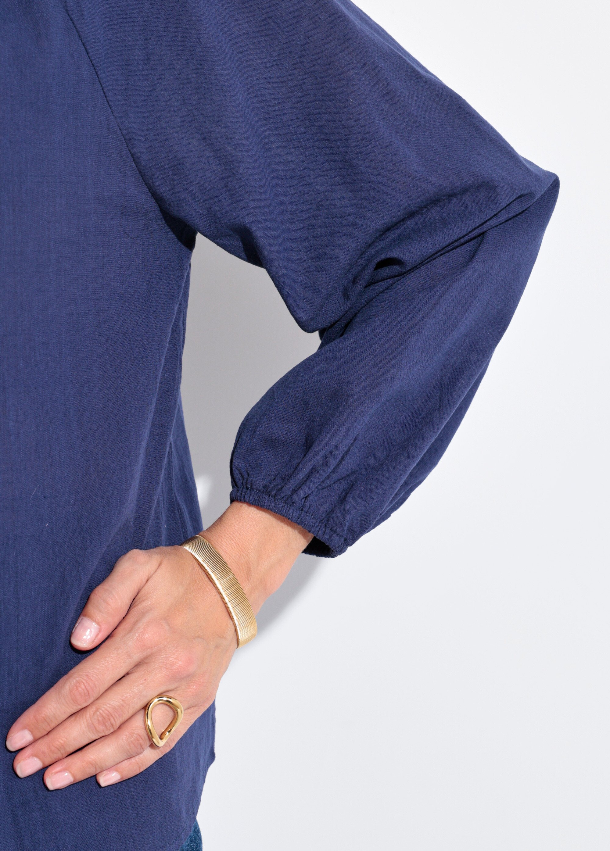 Blouse ample col V fantaisie lien à nouer Femme Bleu IA-Q3043 DE2
