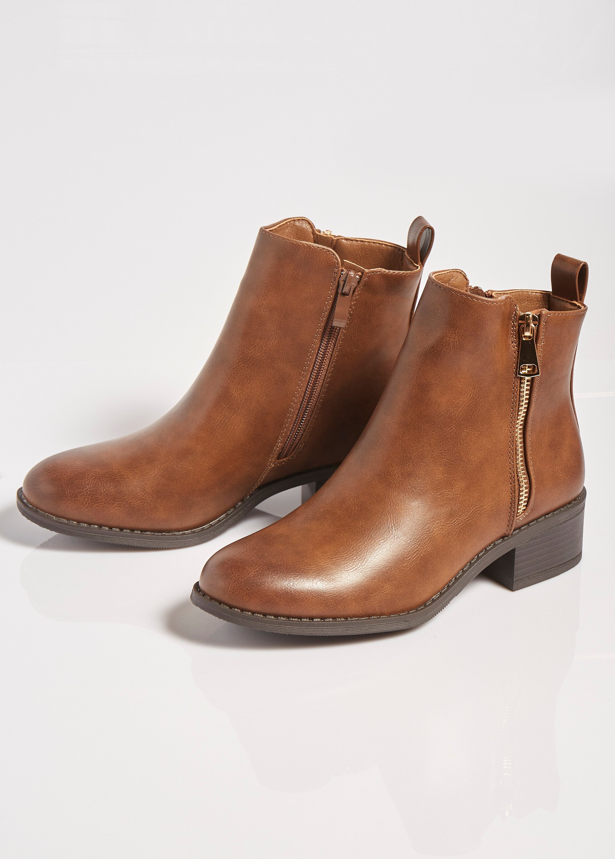 Boots à talon avec double zip Femme Marron QUEFC2 DE1