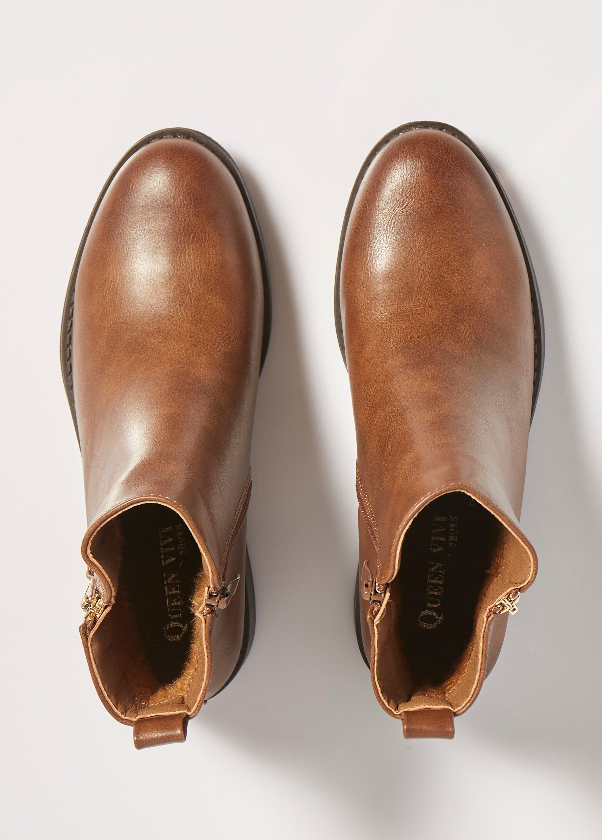 Boots à talon avec double zip Femme Marron QUEFC2 OV1