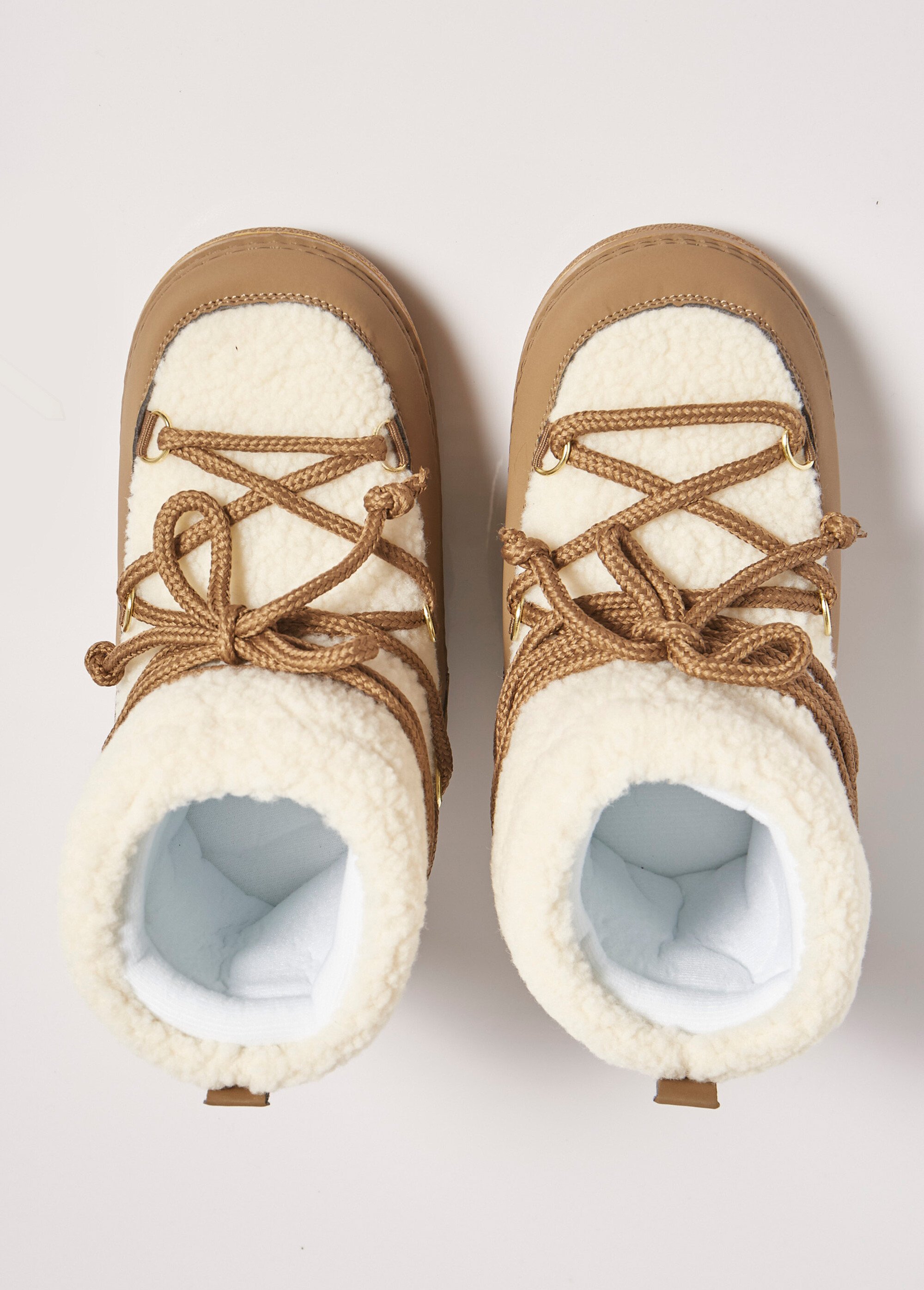 Boots en peau lainée style après ski Femme Marron MAR8138 OV1