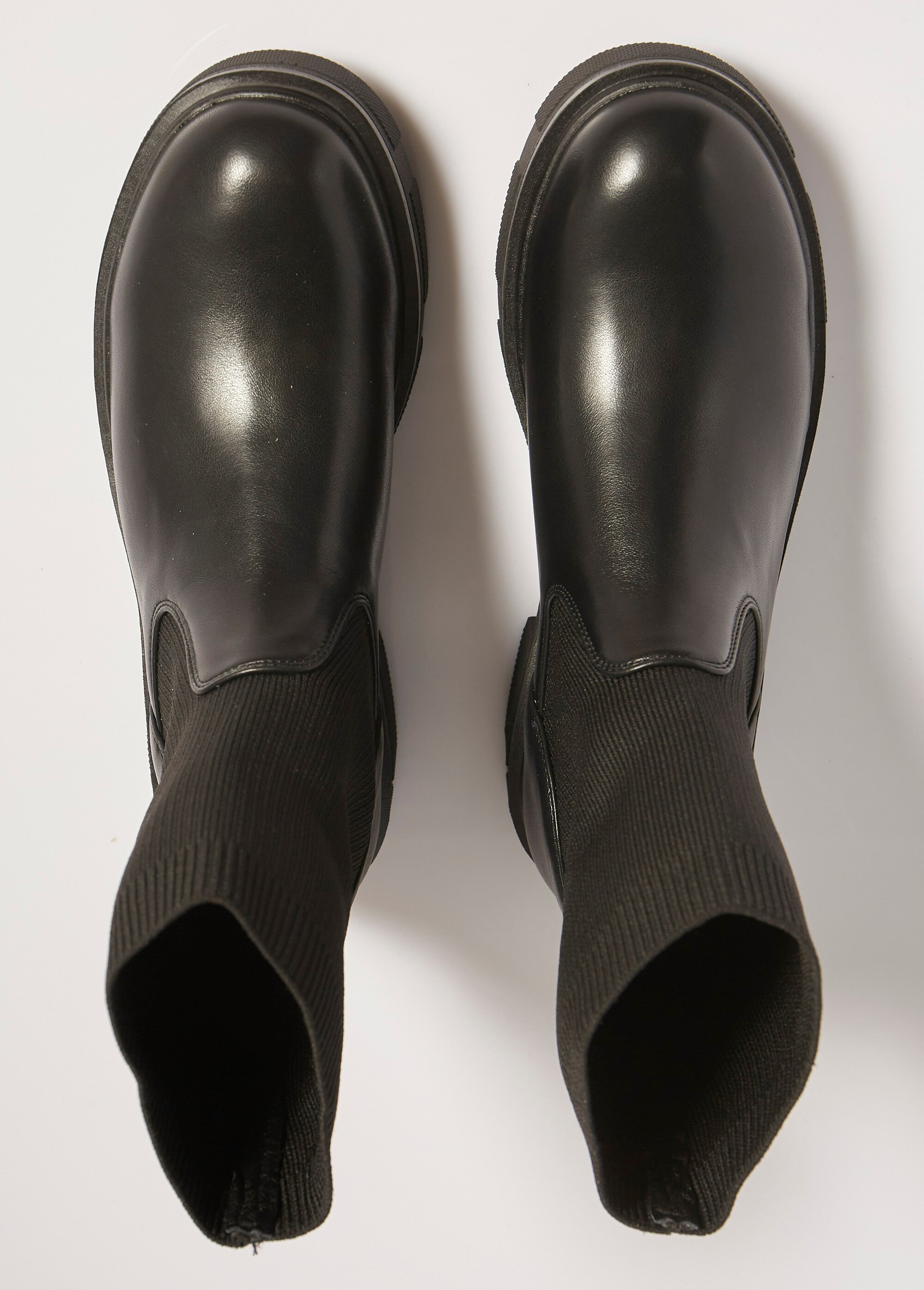 Bottines montantes style chaussettes Femme Noir QUEFB-322 OV1