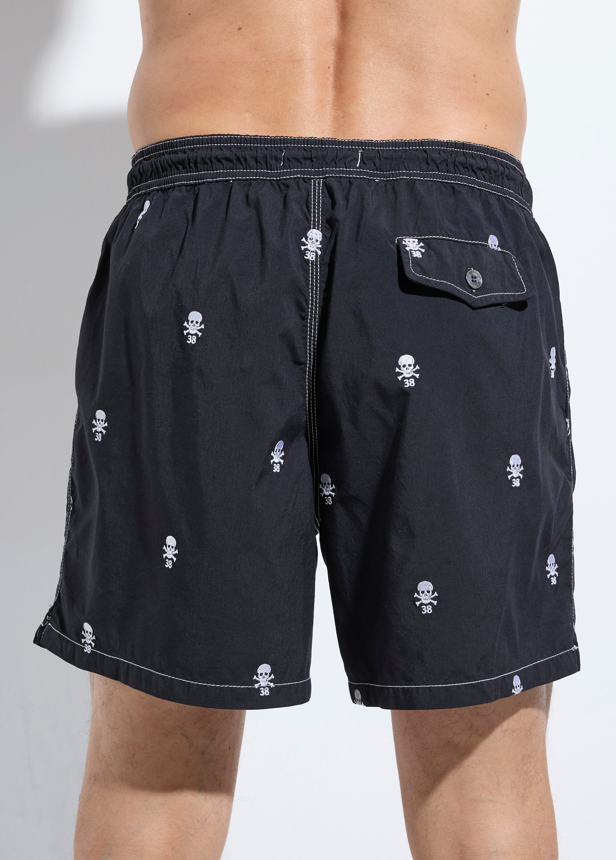 Boxer de bain motifs brodés Tête de mort