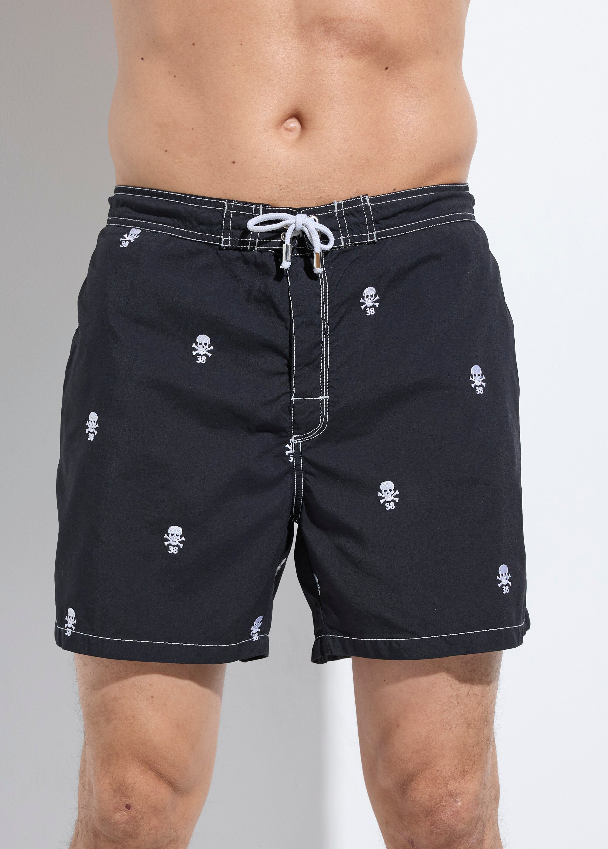 Boxer de bain motifs brodés Tête de mort