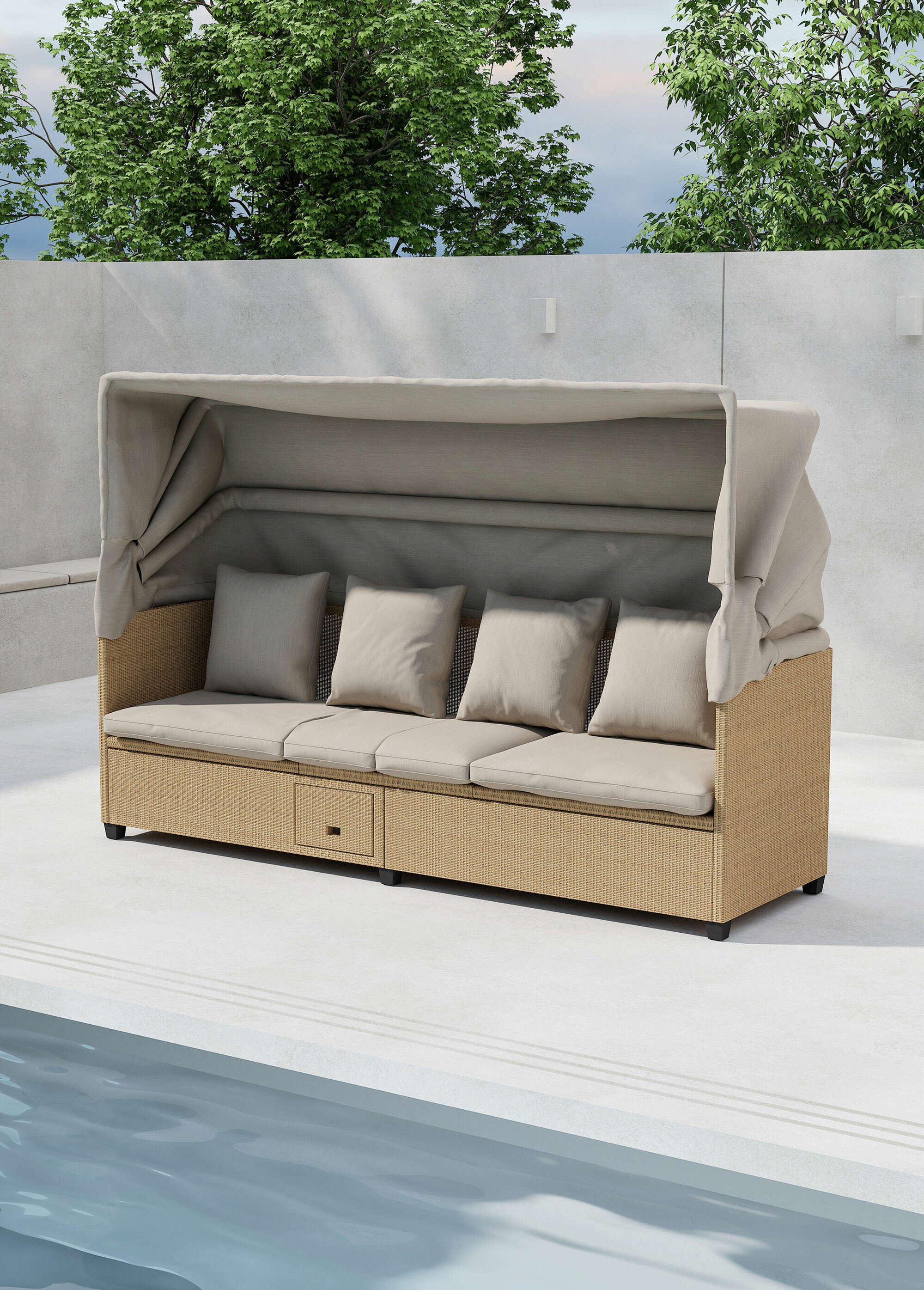 Canapé 4 places outdoor + toit ajustable BEIGE VEN-2067-222 SI1