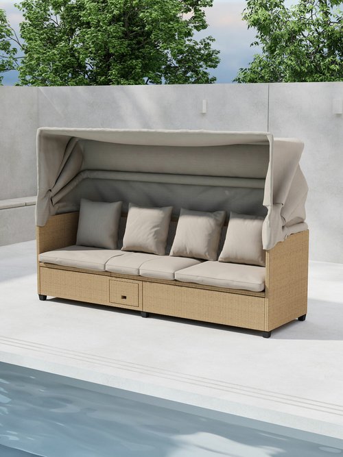 Canapé 4 places outdoor + toit ajustable BEIGE VEN-2067-222 SI1