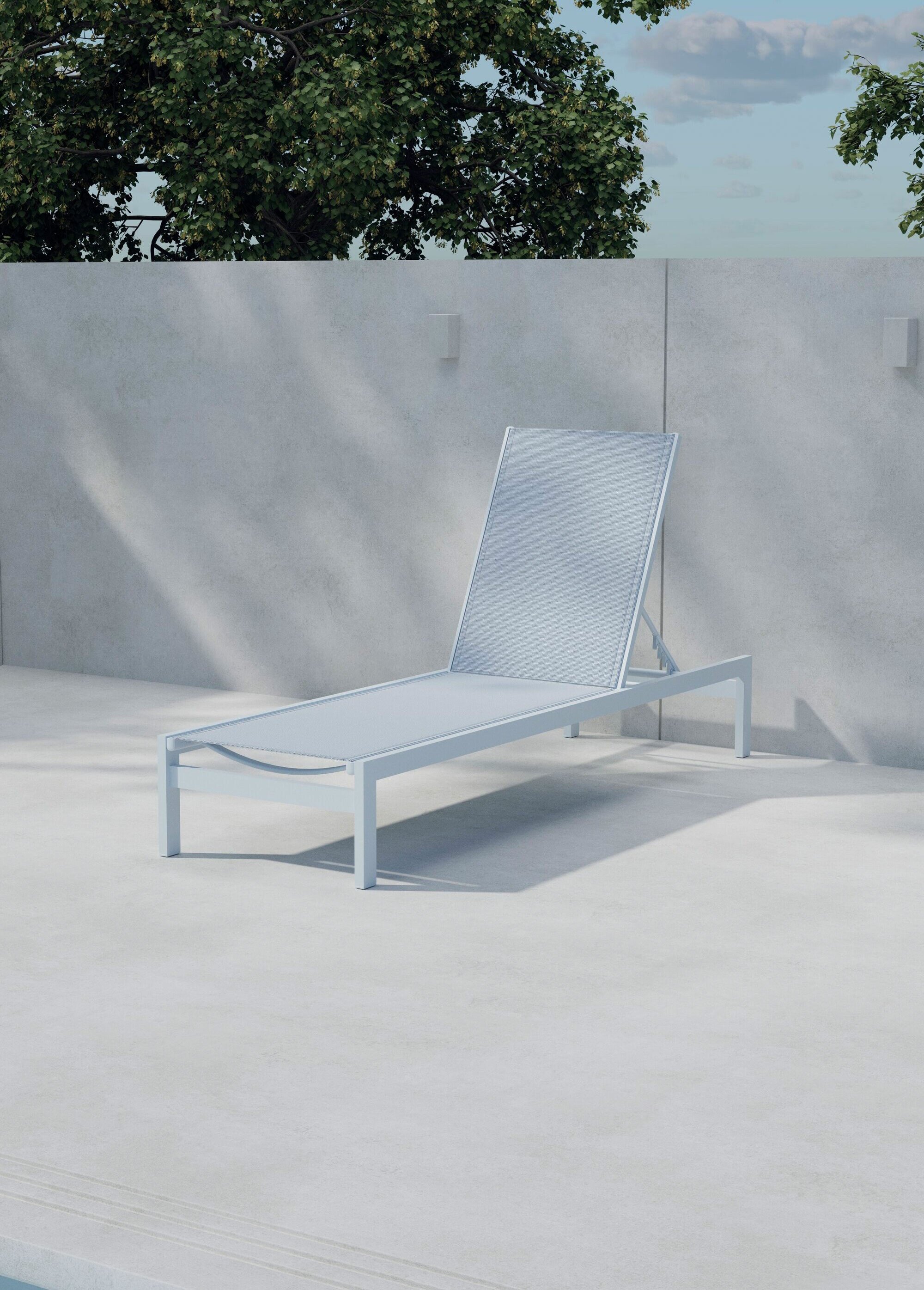 Chaise longue en alu, dossier réglable BLEU VEN-2108-555 SI1