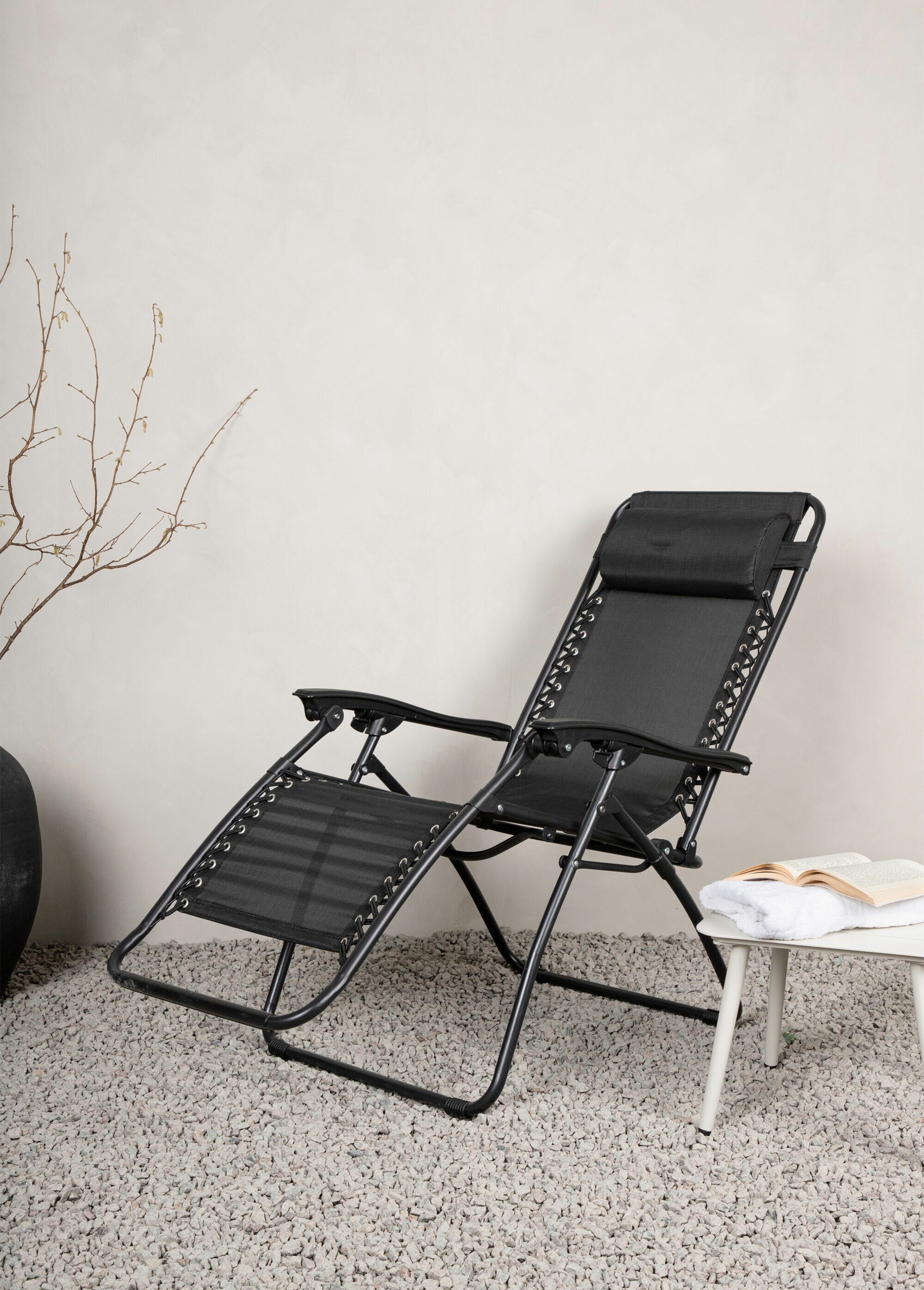 Chaise longue relax pliable en acier NOIR VEN-2133-400 SI1
