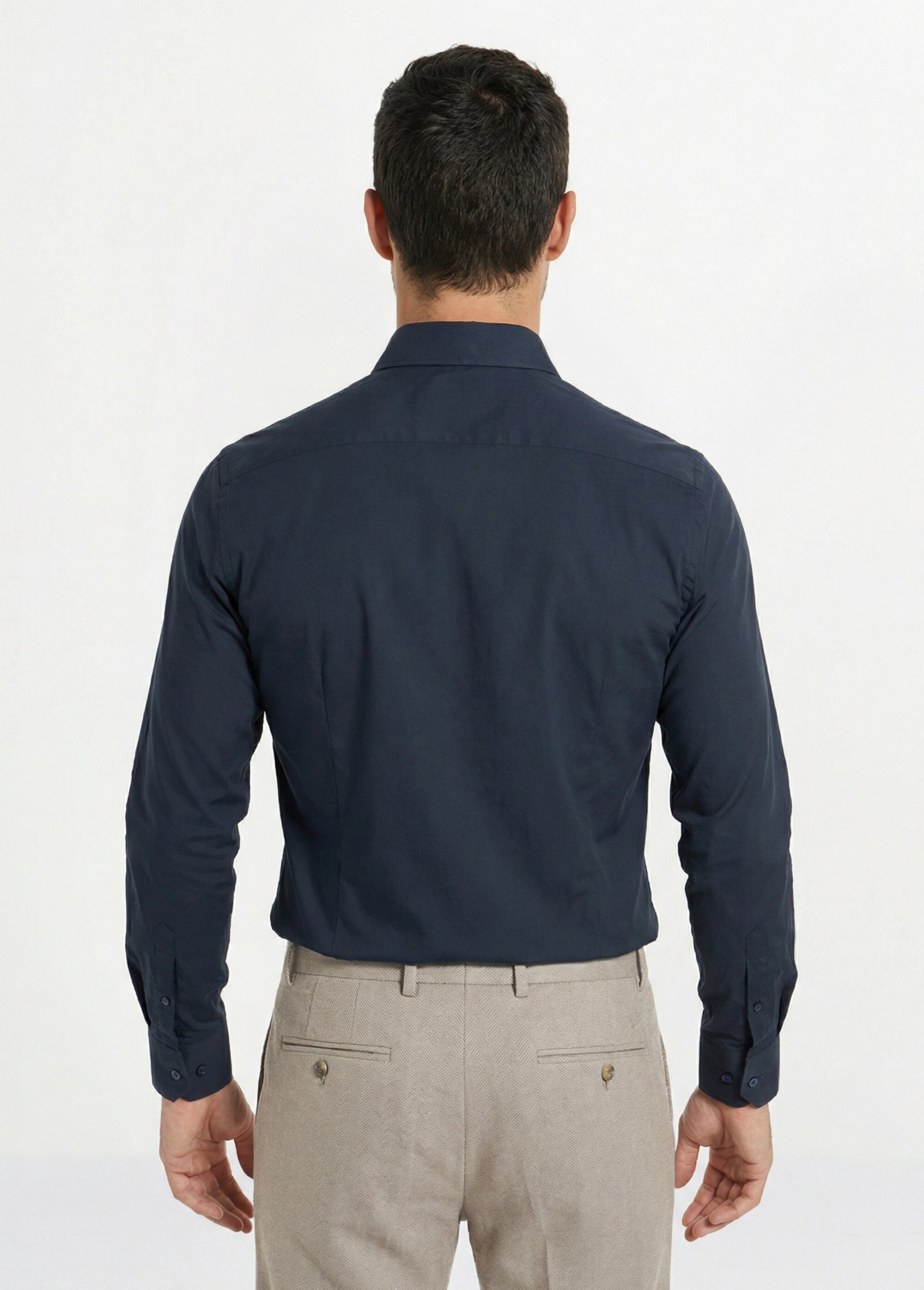 Chemise en coton stretch, col à pointes Homme Bleu FRINS7179 DO1