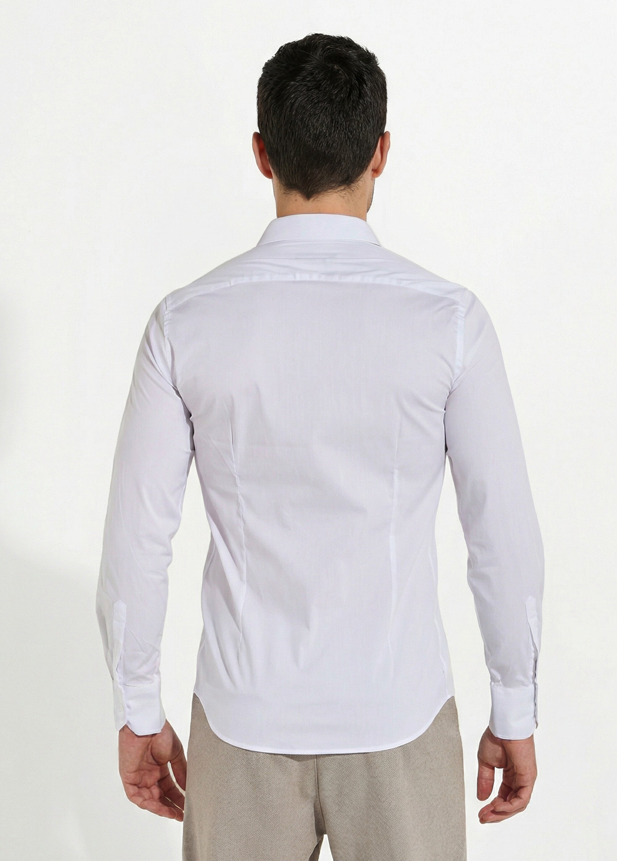 Chemise en coton stretch, col à pointes Homme Blanc FRINS7179 DO1