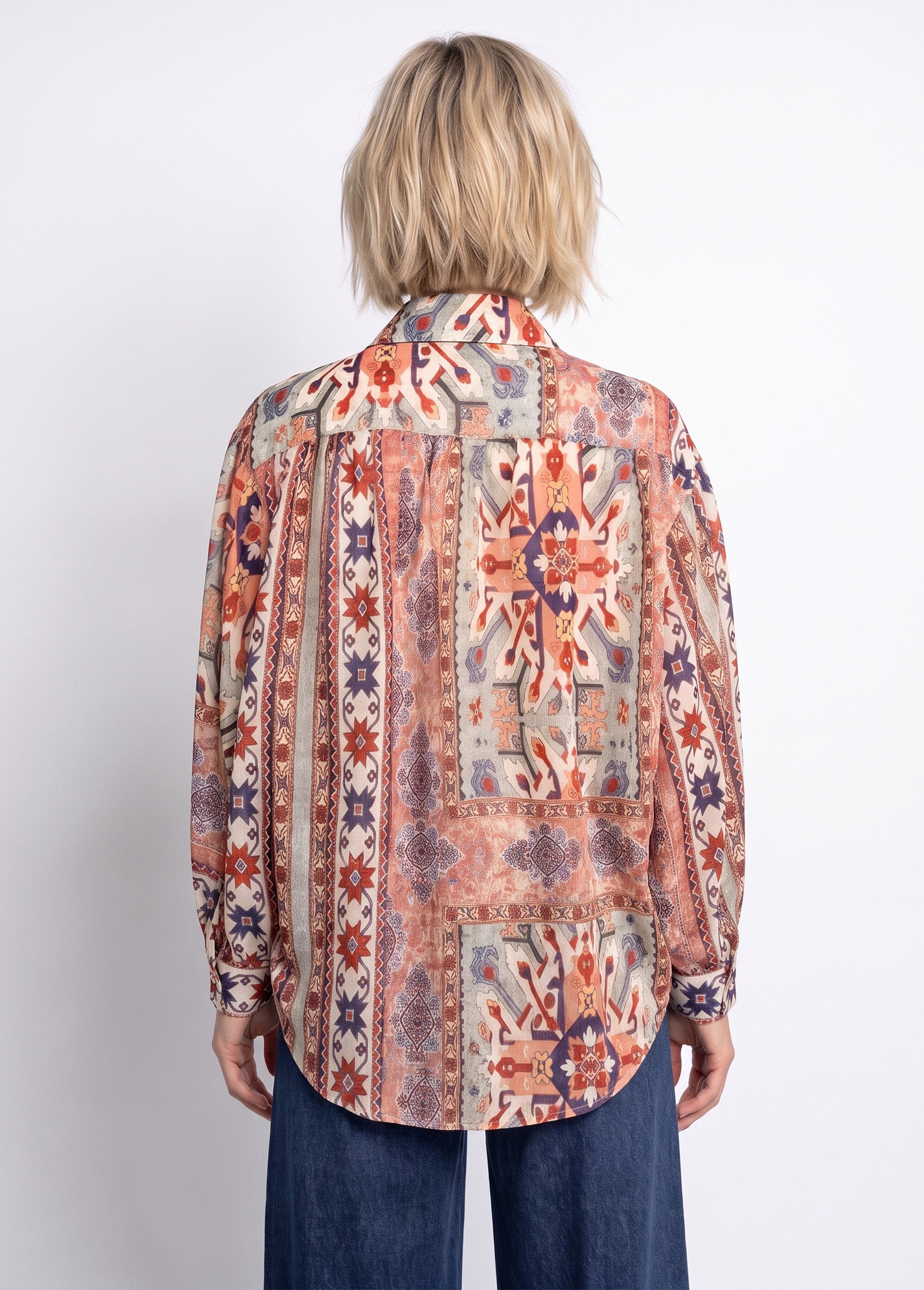 Chemisier en voile, imprimé patchwork Femme Beige JSM-CH5582 DO1