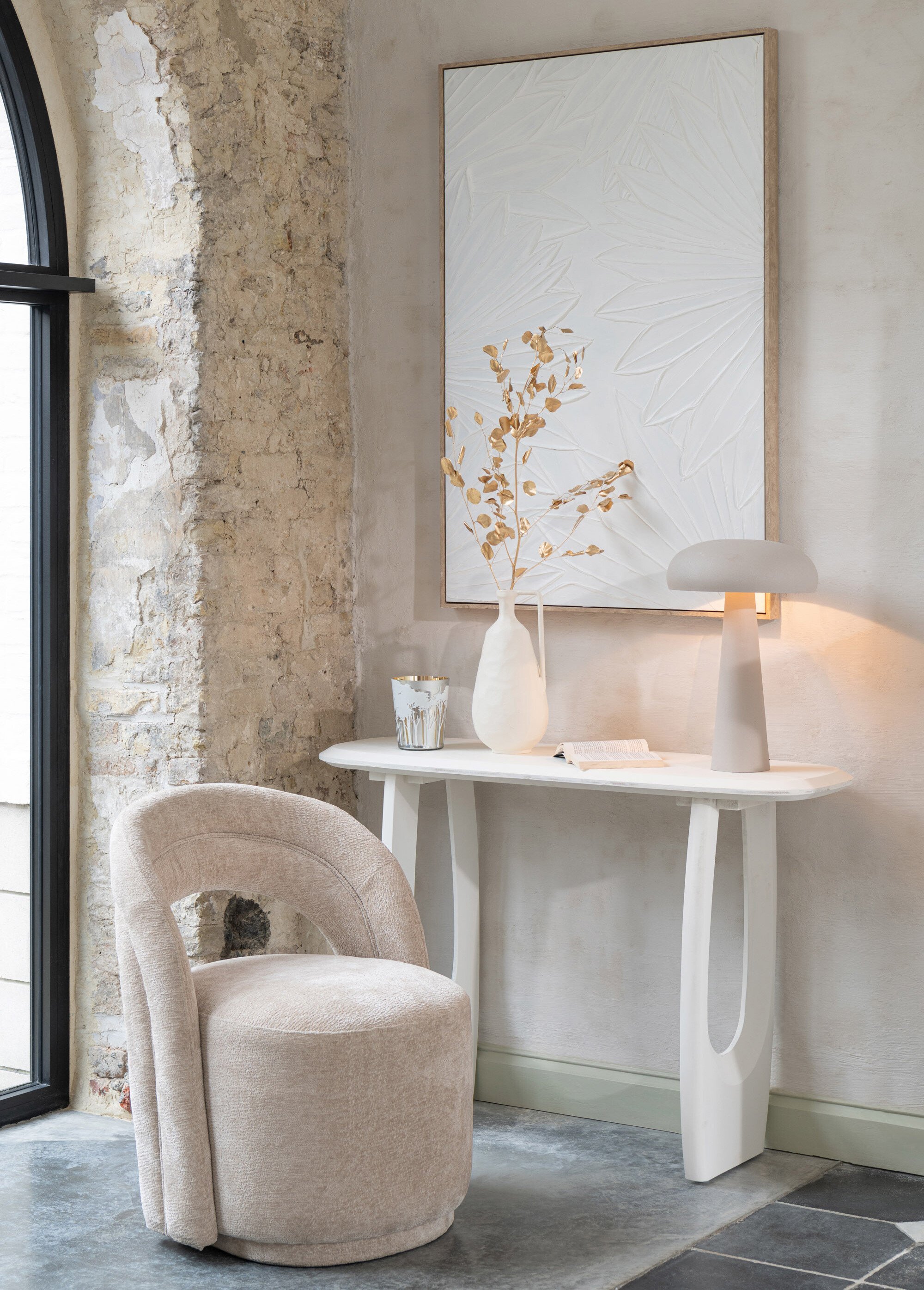 Console forme organique bois de manguier BLANC JP-45991 SI1