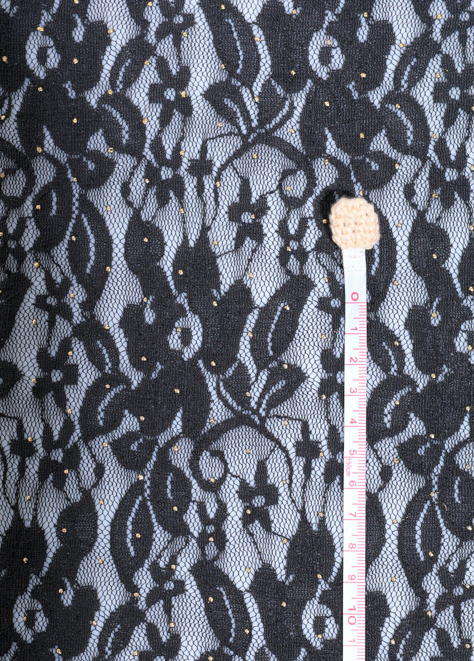 Coupon tissu habillement, dentelle doré NOIR COT143936 DE1