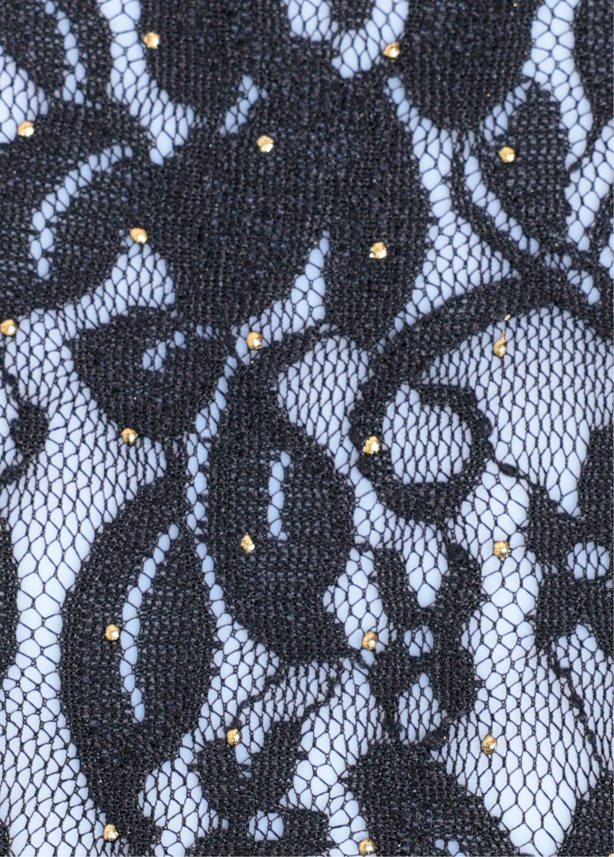 Coupon tissu habillement, dentelle doré NOIR COT143936 DE2