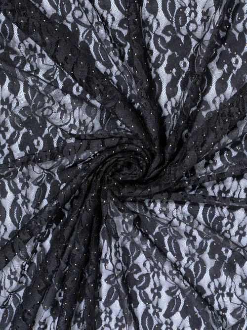 Coupon tissu habillement, dentelle doré NOIR COT143936 FA1