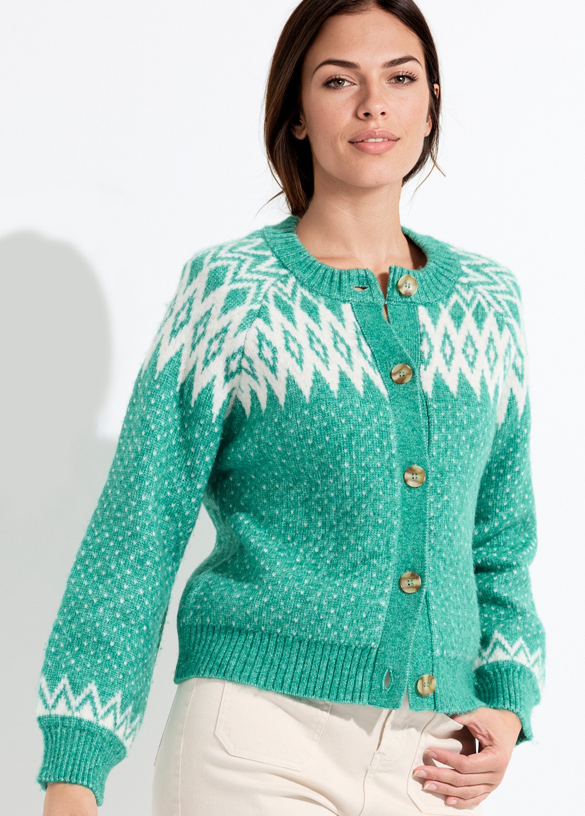 Gilet chaud boutonné jacquard graphique