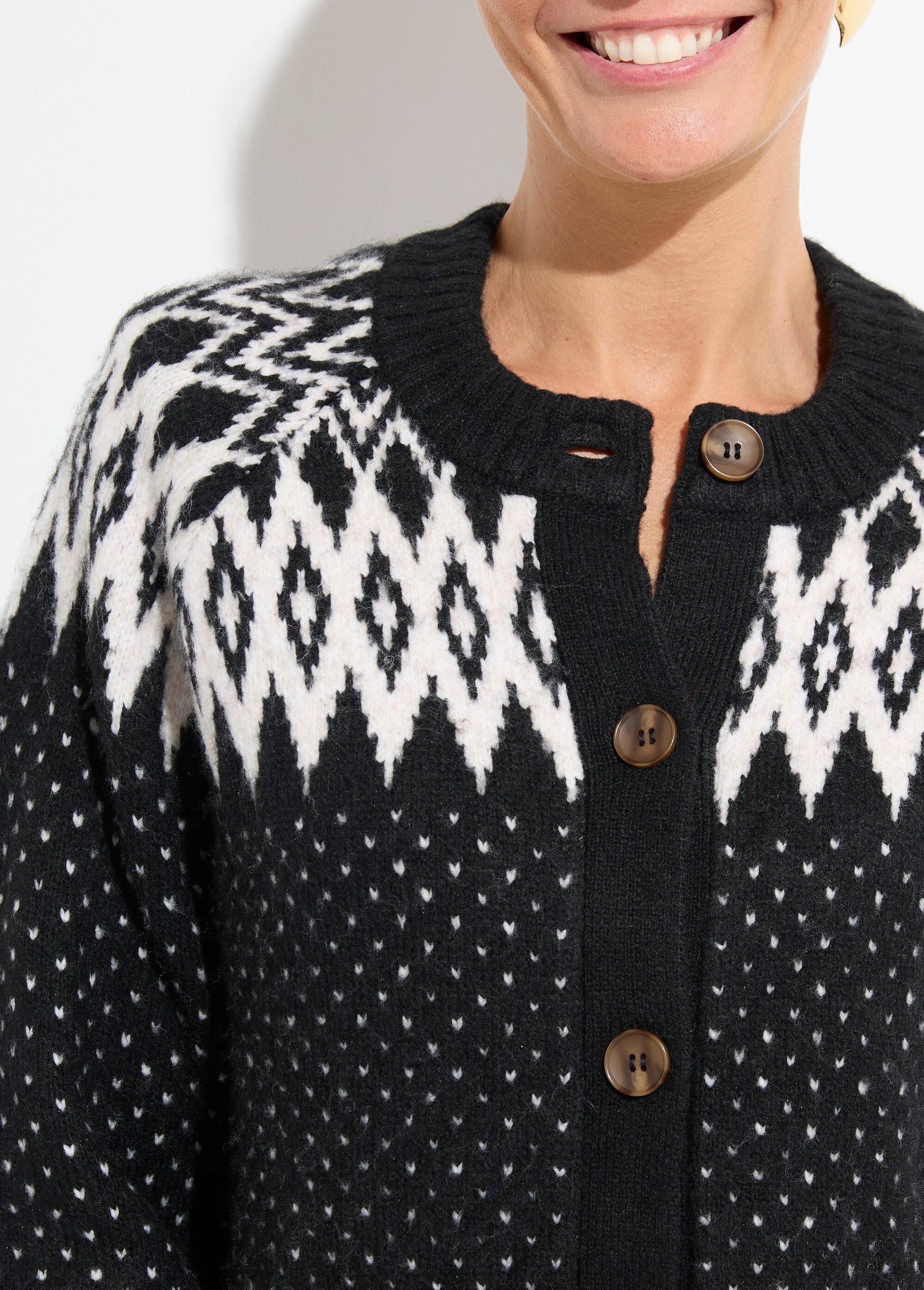 Gilet chaud boutonné jacquard graphique