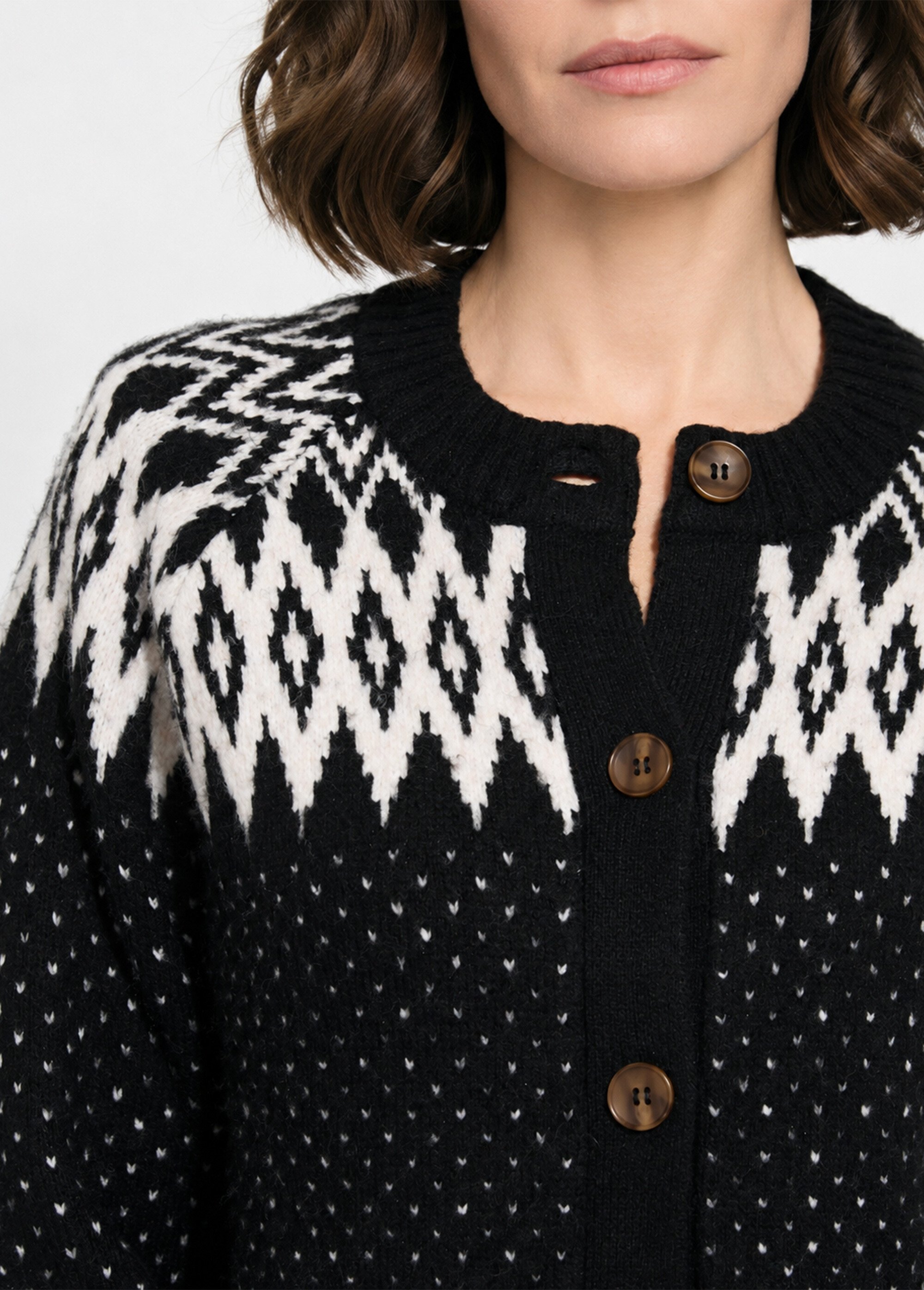 Gilet chaud boutonné jacquard graphique