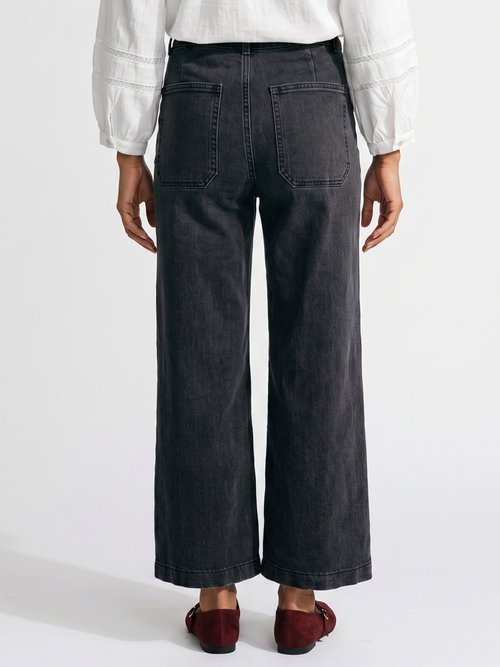 Jean wide taille haute, poches plaquées Femme Gris OR-JD478 DO1
