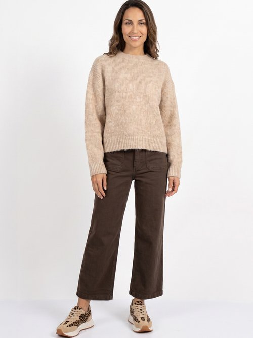 Jean wide taille haute, poches plaquées Femme Marron OR-JD478 SI1