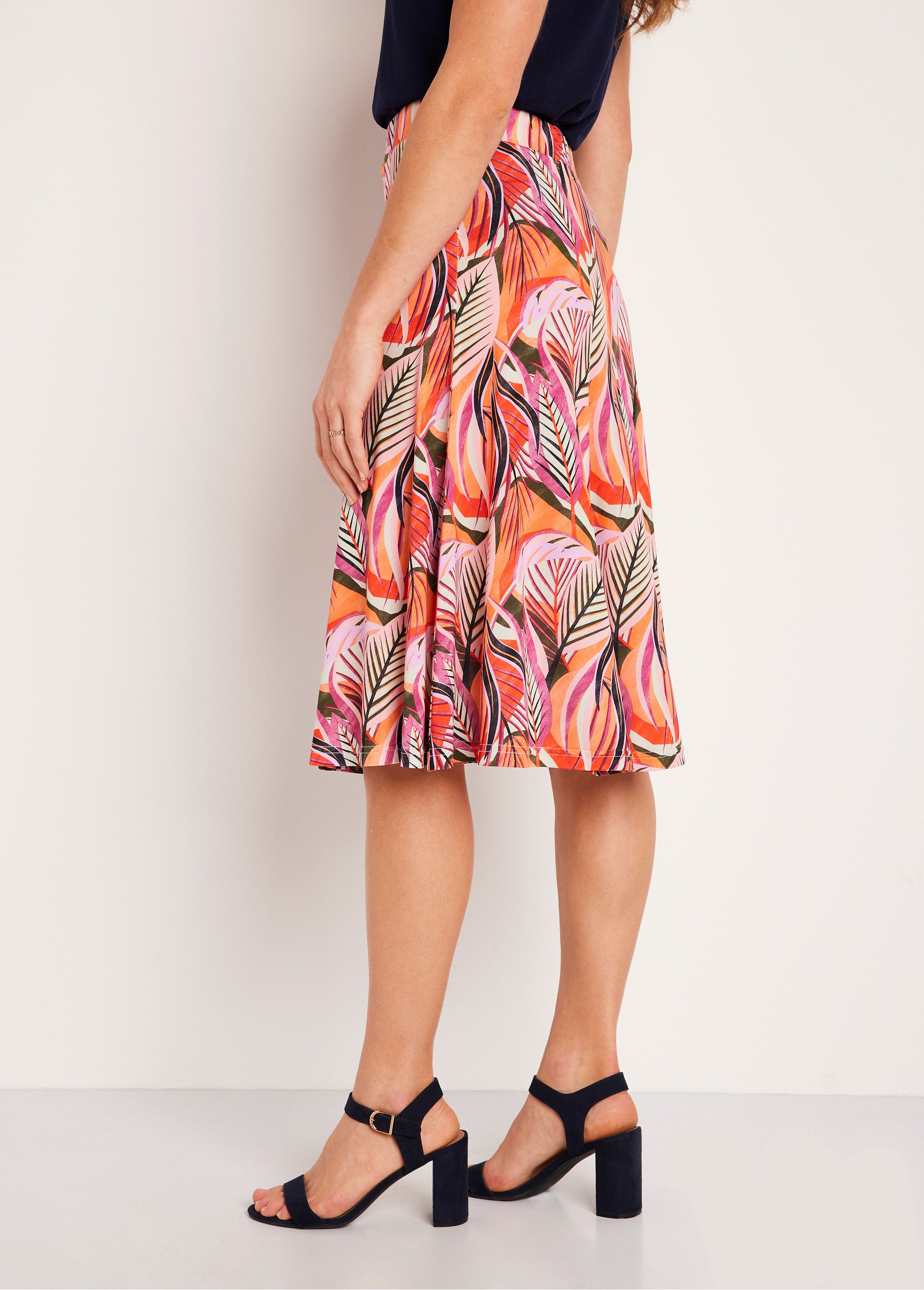 Jupe mi longue évasée maille Femme Orange LALANE GA1