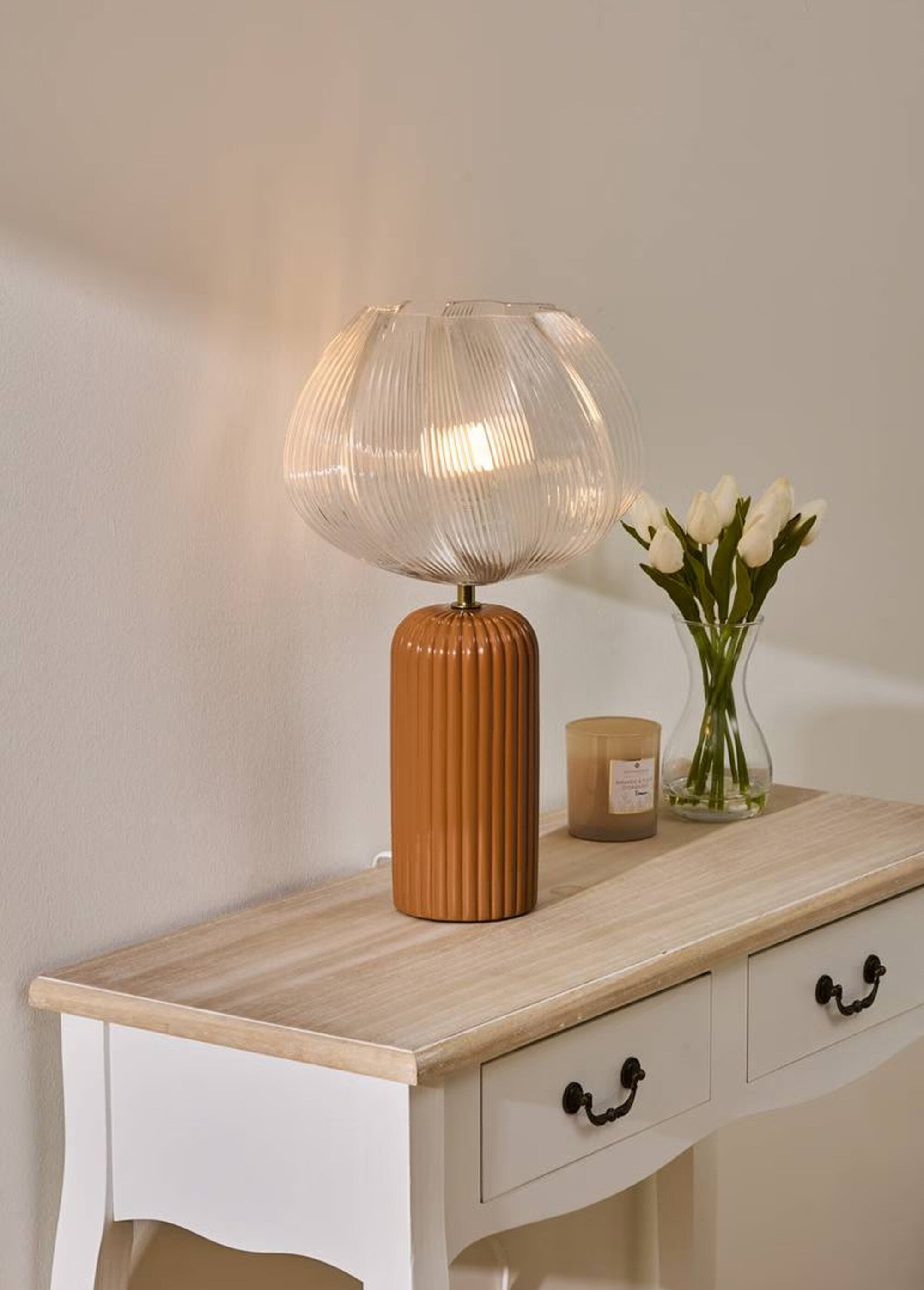 Lampe à poser abat jour tulipe en verre MARRON JJA-210349A SI1