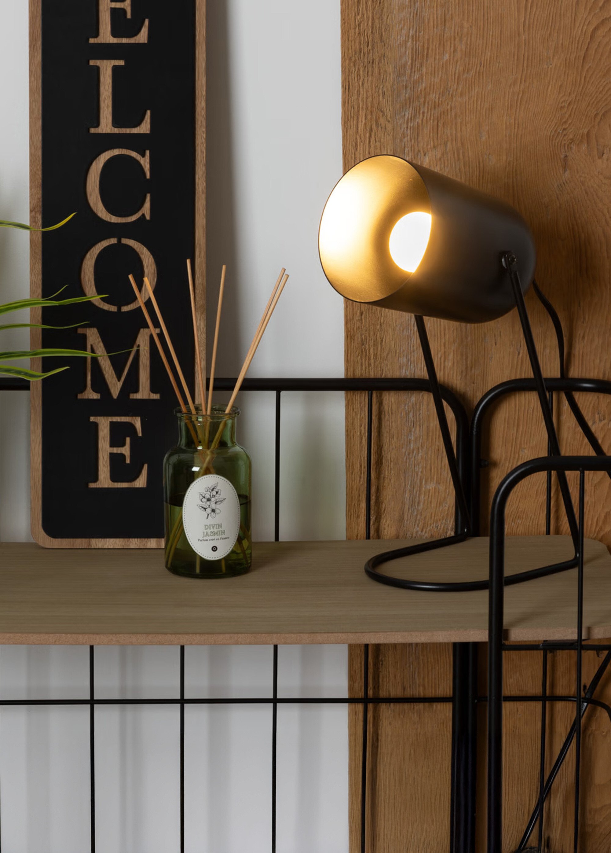 Lampe à poser épurée en acier, Faro NOIR JJA-202672 SI1