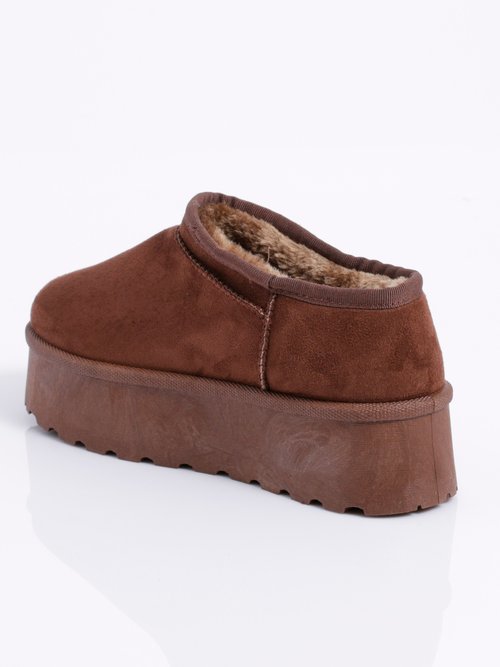 Low boots plateforme en suédine fourrées Femme Marron JANW2505 DO1