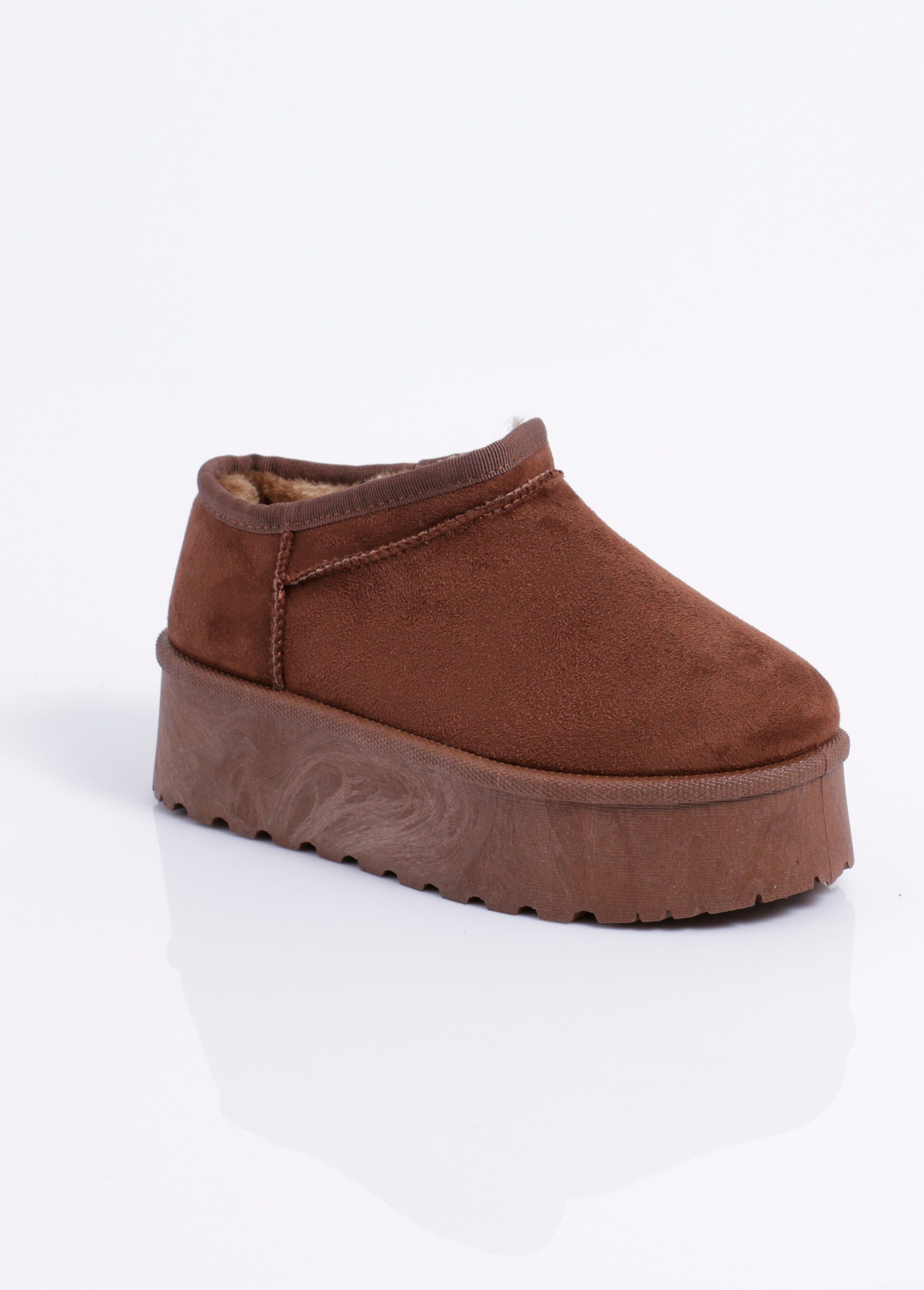 Low boots plateforme en suédine fourrées