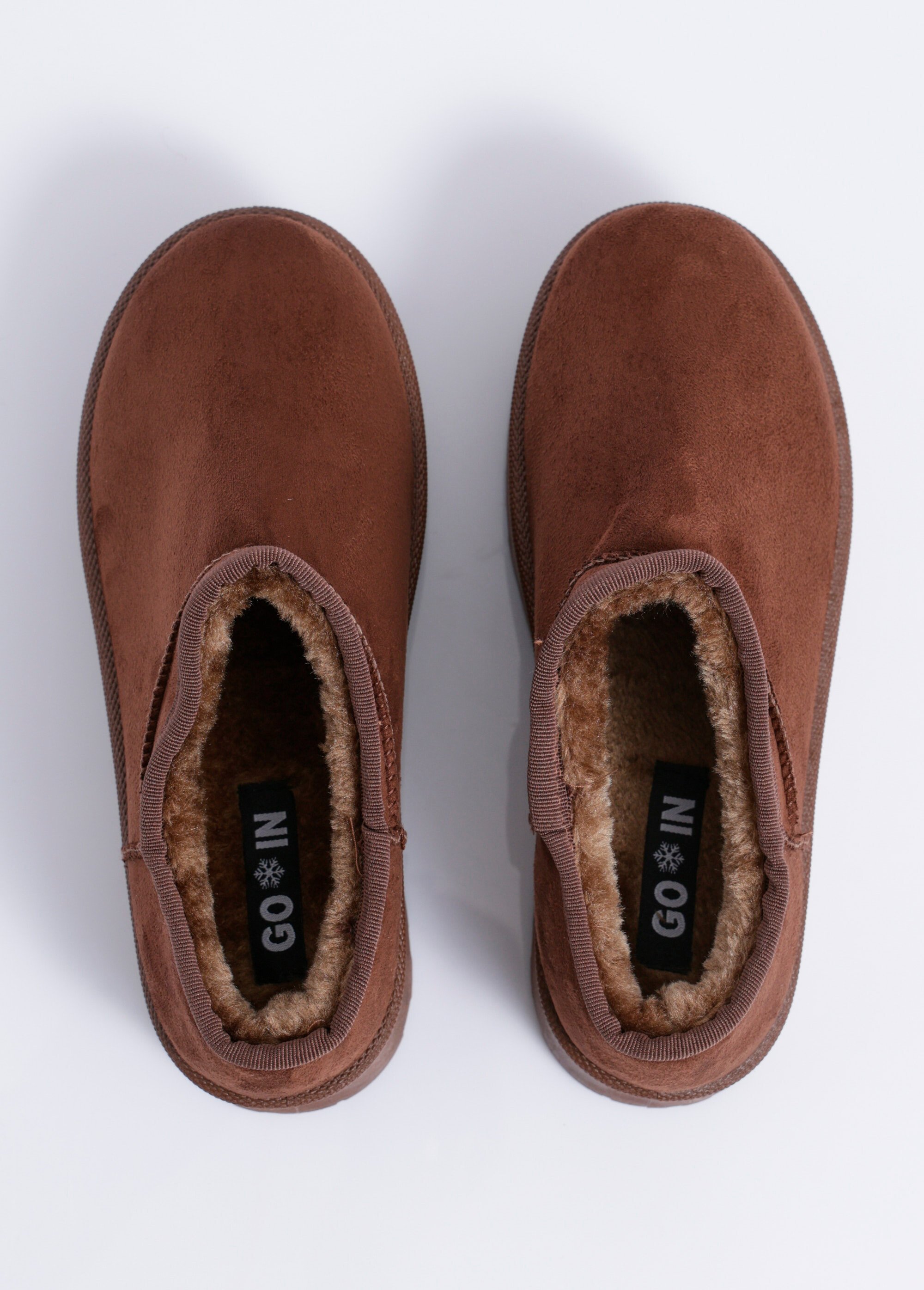 Low boots plateforme en suédine fourrées Femme Marron JANW2505 OV1