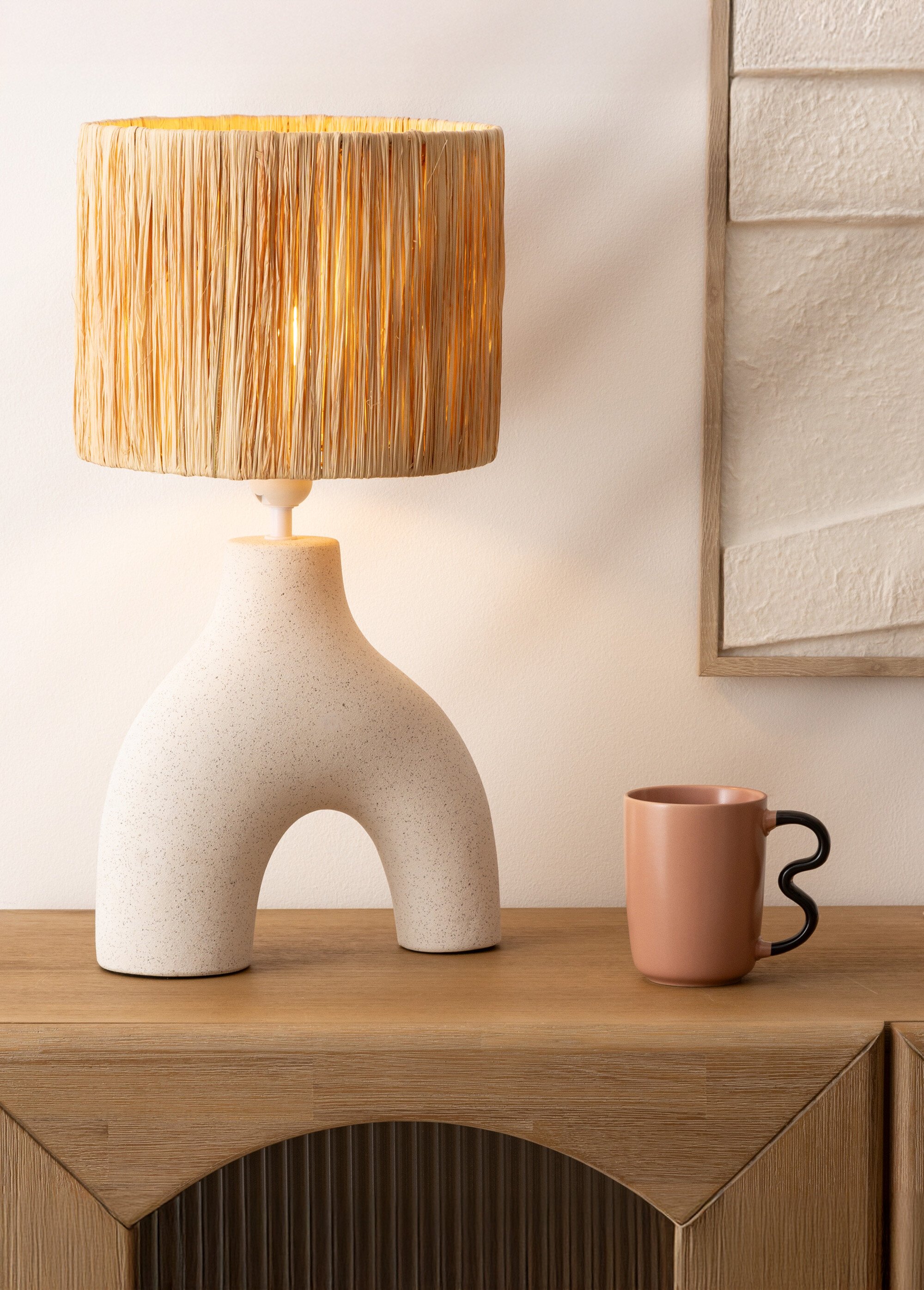 Lampe pied céramique, style organique BLANC JJA-200077 SI1