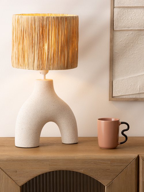 Lampe pied céramique, style organique BLANC JJA-200077 SI1