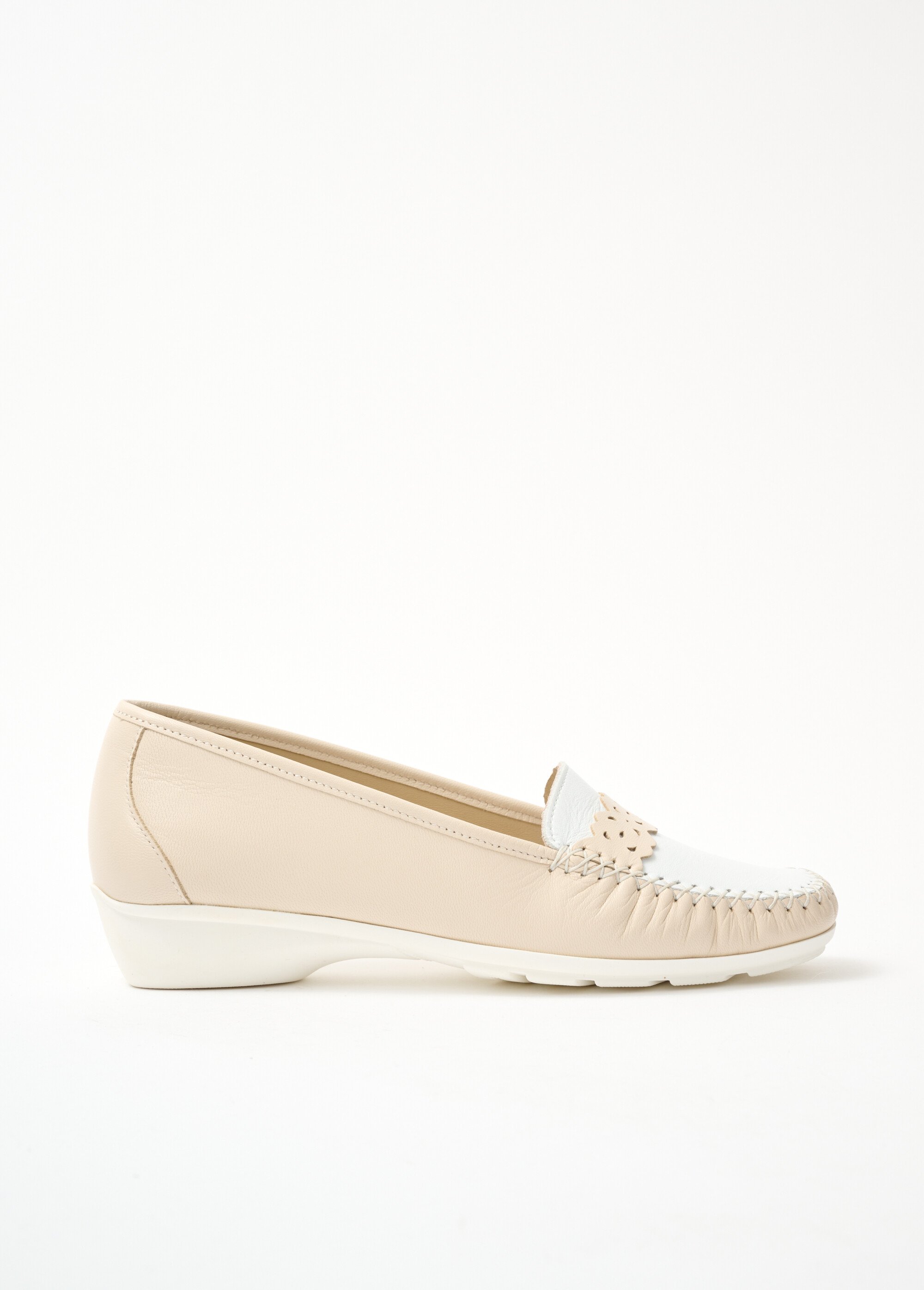 Mocassins cuir largeur confort Femme BEIGE OBALI DR2