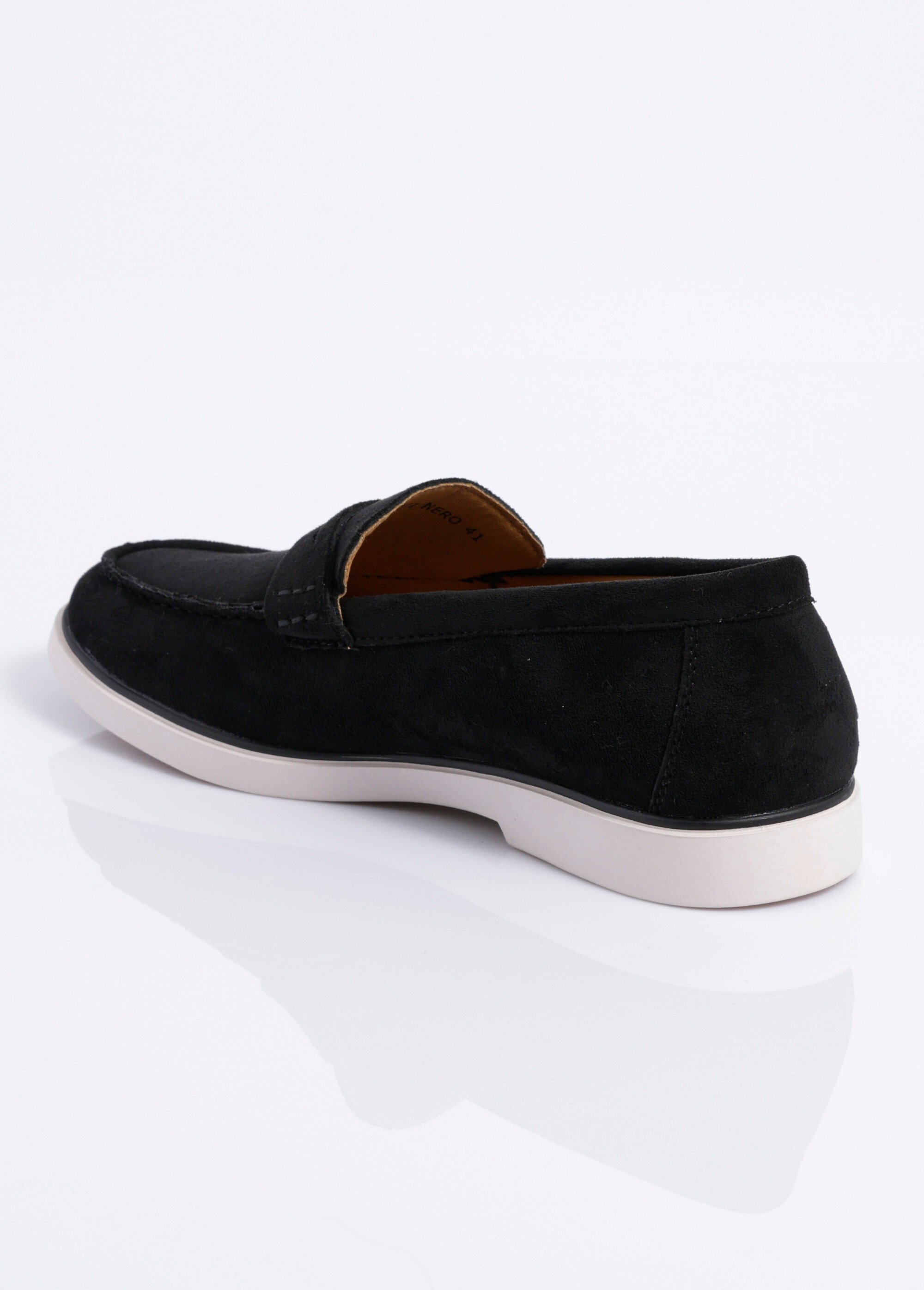 Mocassins en suédine, semelle contrastée