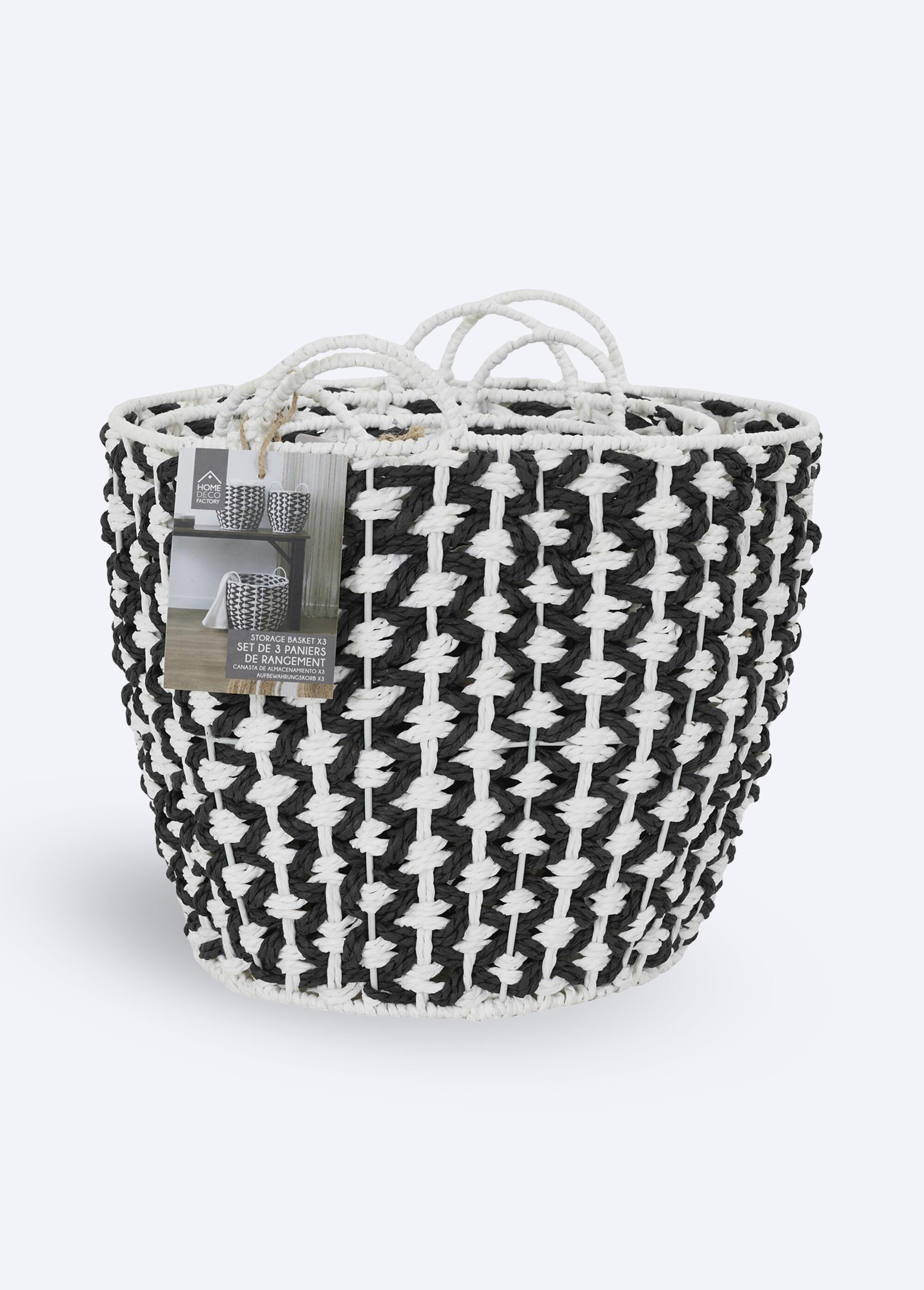 Paniers ethniques tressés bicolores Noir CMP-RG0000 DE1