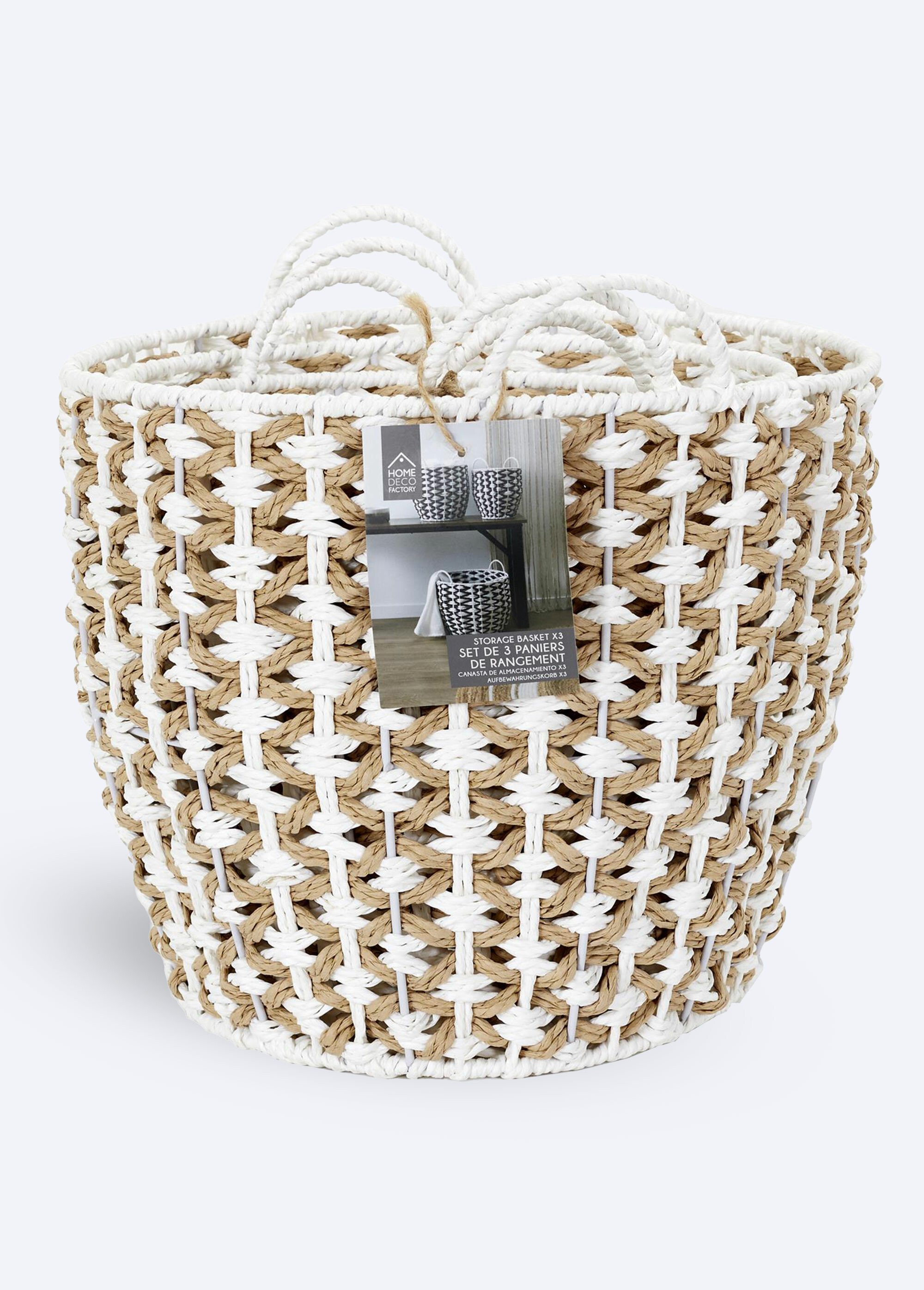 Paniers ethniques tressés bicolores Beige CMP-RG0000 DE1