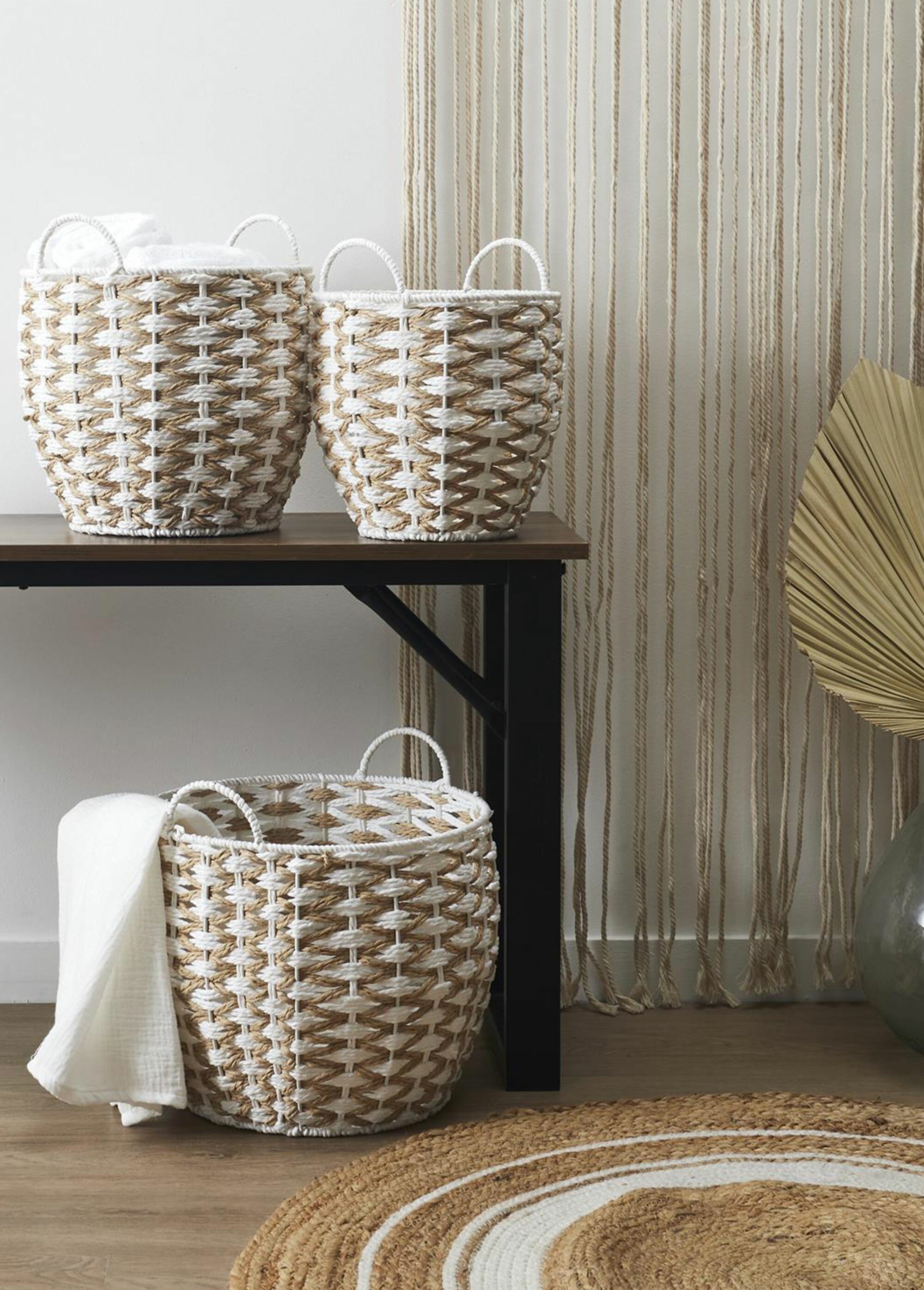 Paniers ethniques tressés bicolores Beige CMP-RG0000 SI1