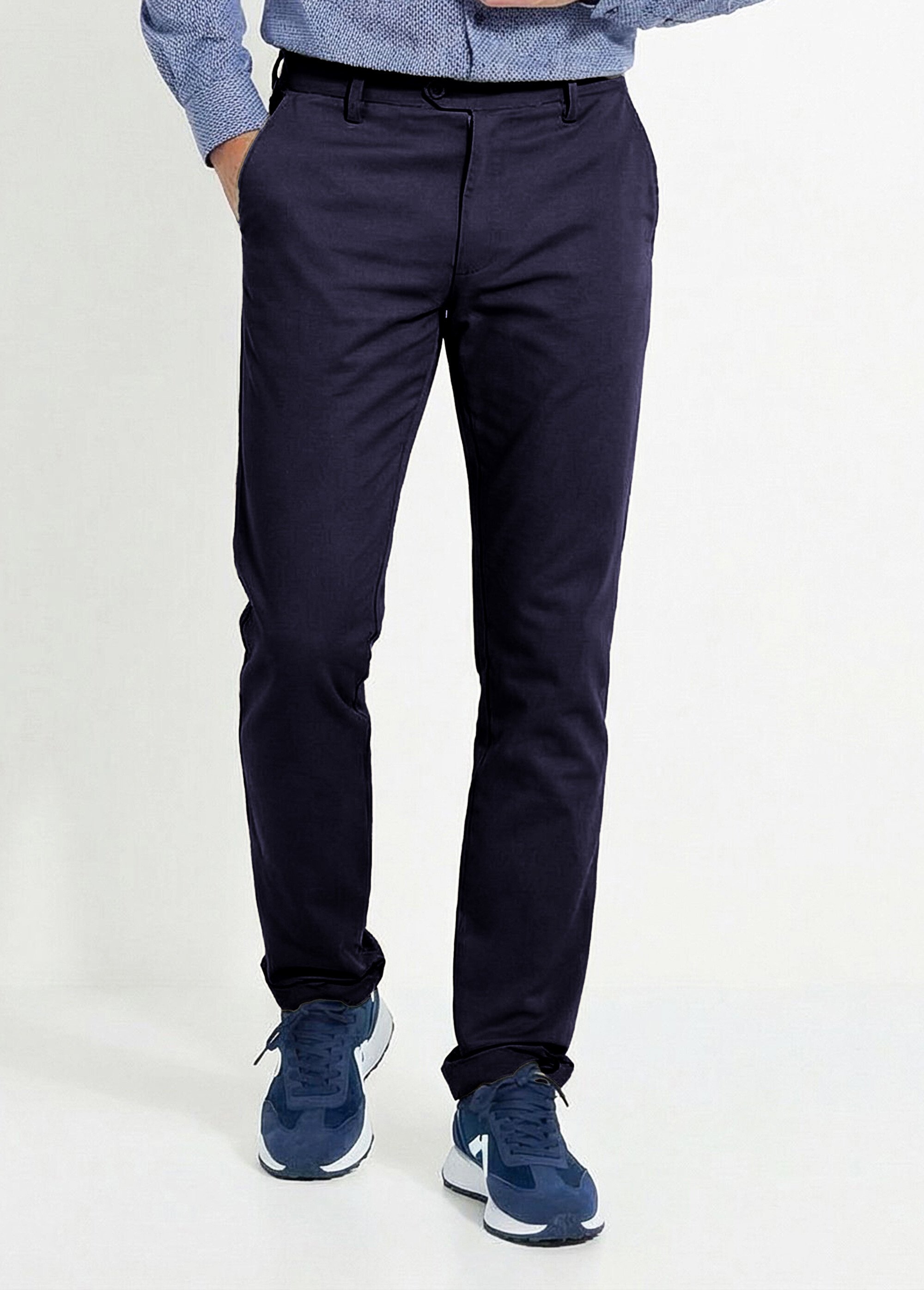Pantalon chino toile coton stretch Homme Bleu FLUIDE FA1